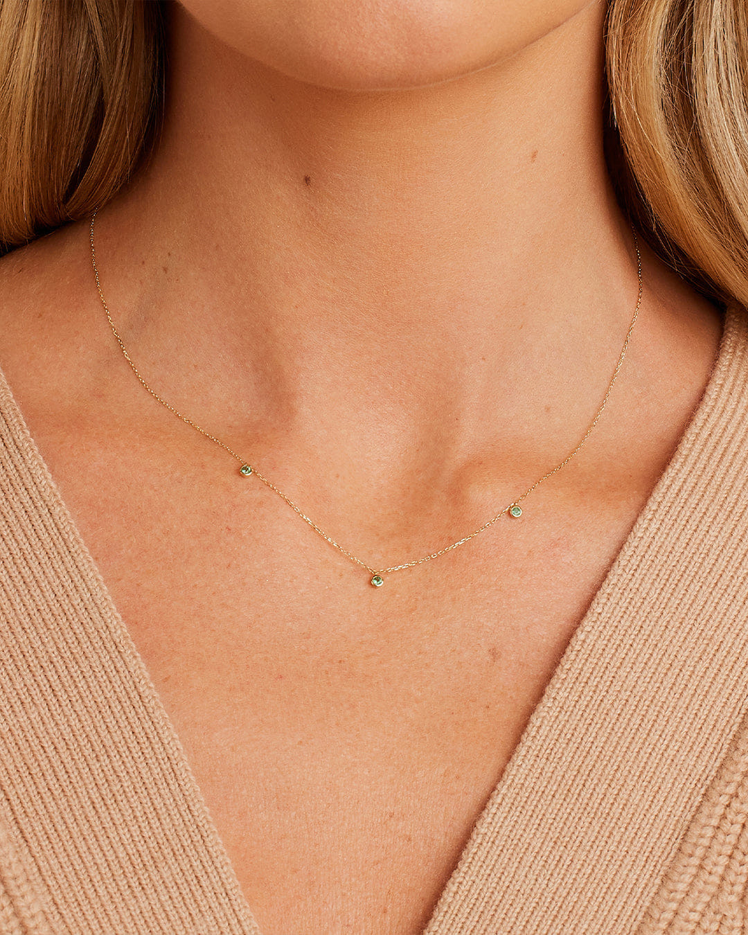 Fine 14K Gold Classic Emerald Trio Necklace