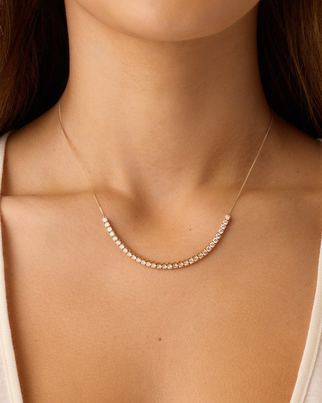 Fine 14K Lab Grown Diamond Tennis Row Necklace