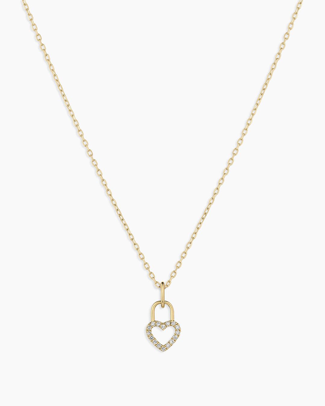 Winter 2025 Fine 14K Diamond Heart Padlock Charm Necklace