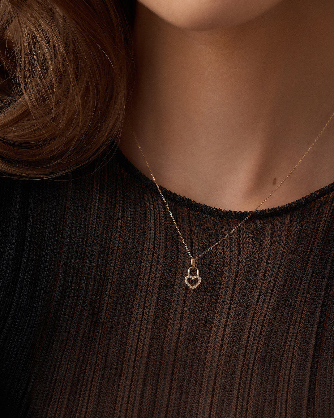 Winter 2025 Fine 14K Diamond Heart Padlock Charm Necklace