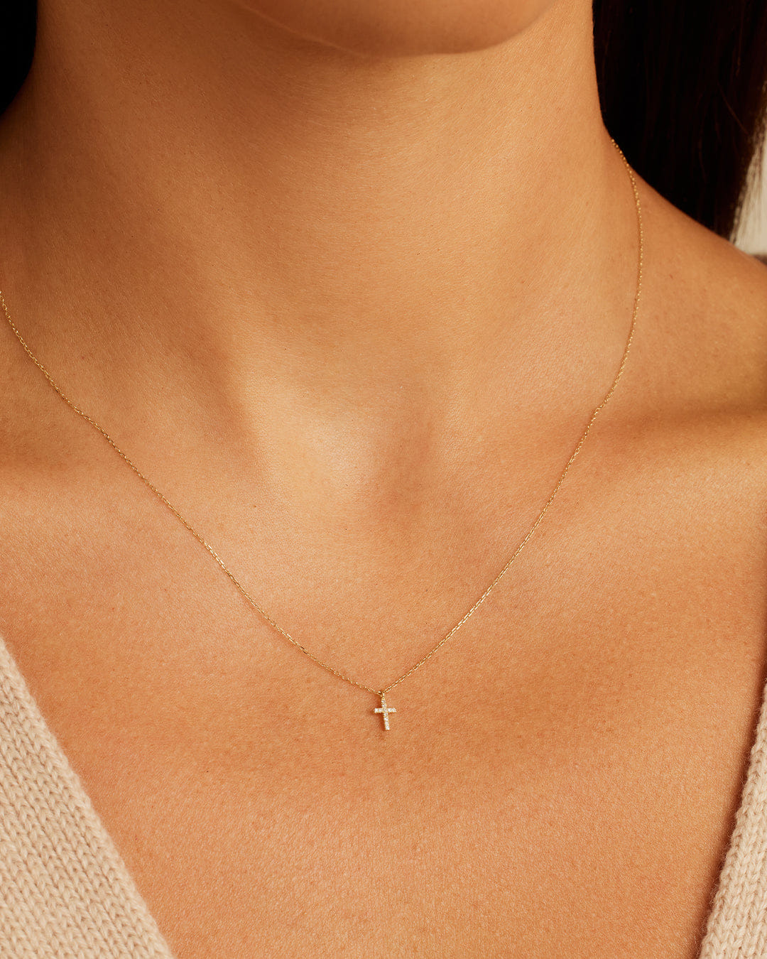 Fine 14K Diamond Cross Necklace