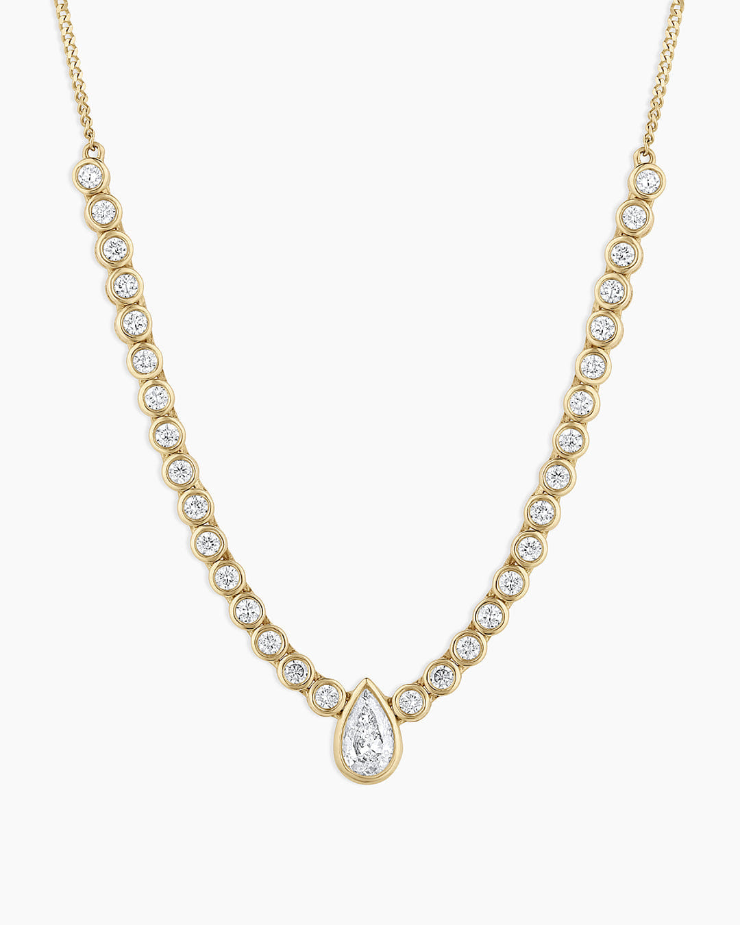 Fine 14K Lab Grown Diamond Pear Row Necklace