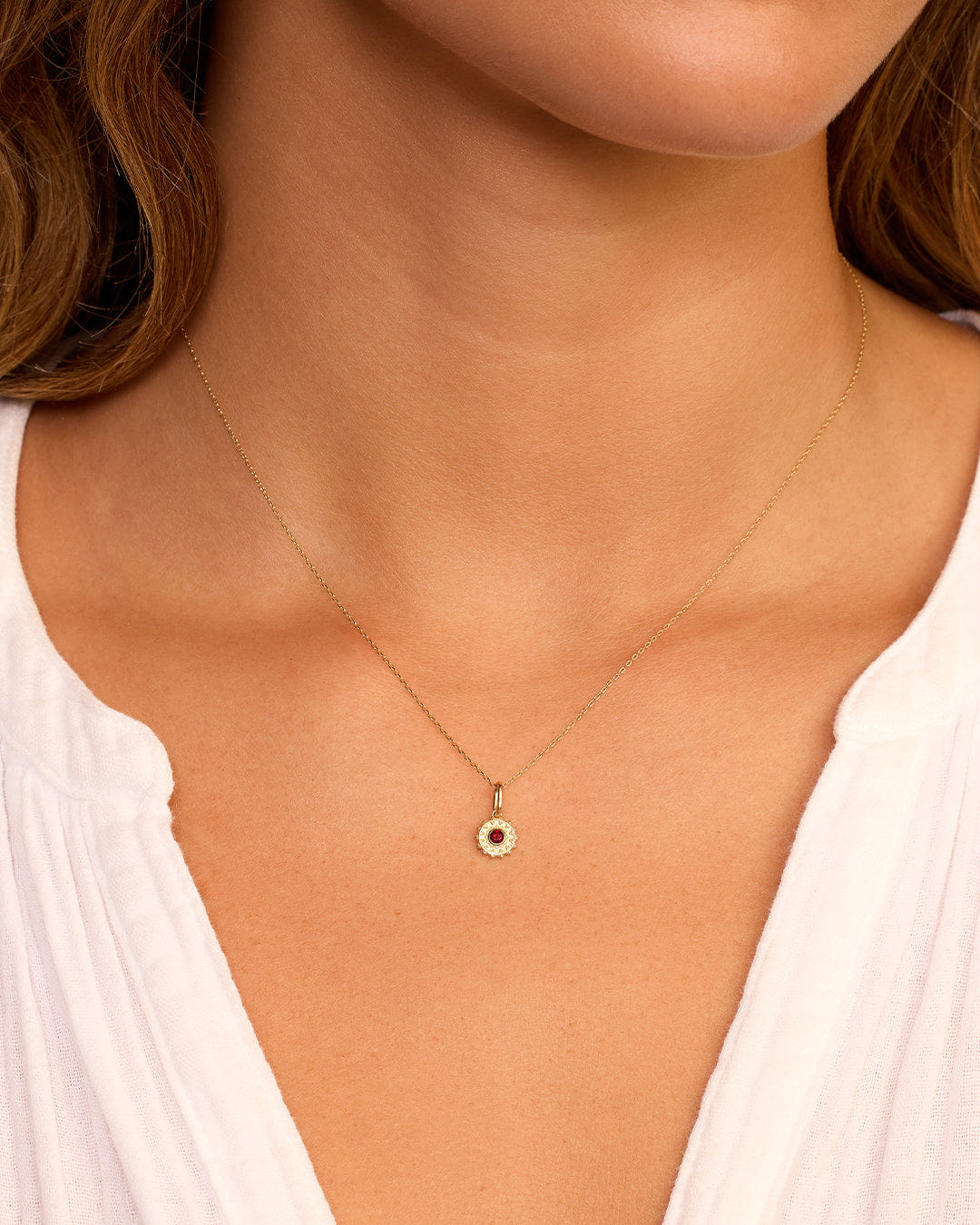 Fine 14K Gold Sun Birthstone Charm Necklace