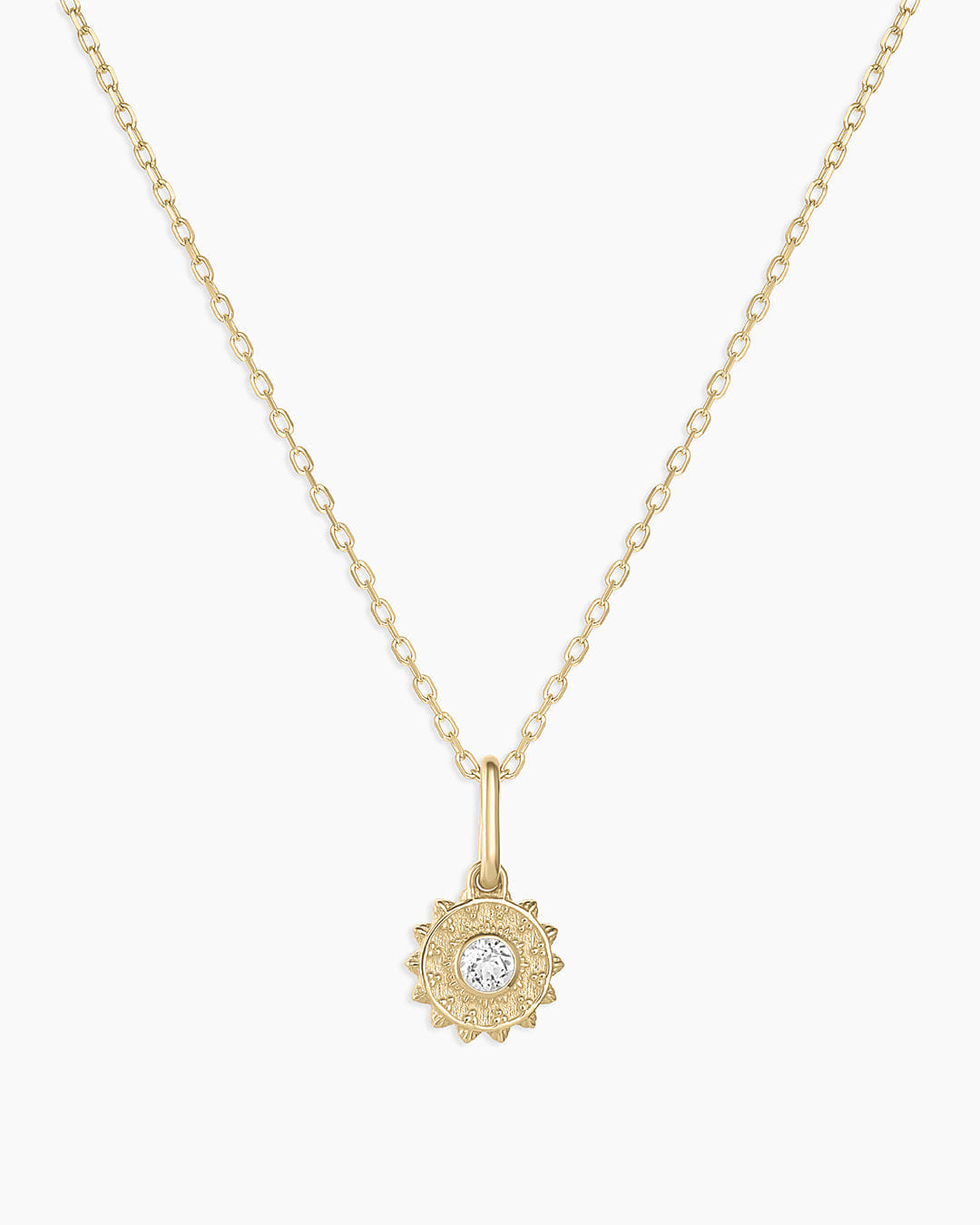 Fine 14K Gold Sun Birthstone Charm Necklace
