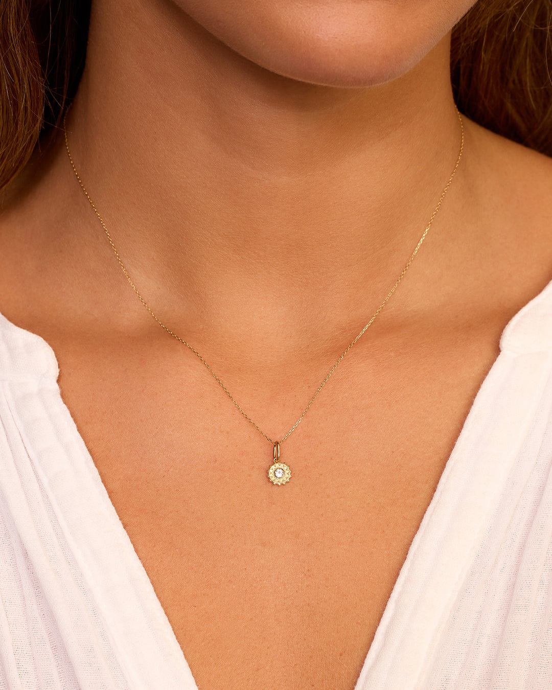 Fine 14K Gold Sun Birthstone Charm Necklace