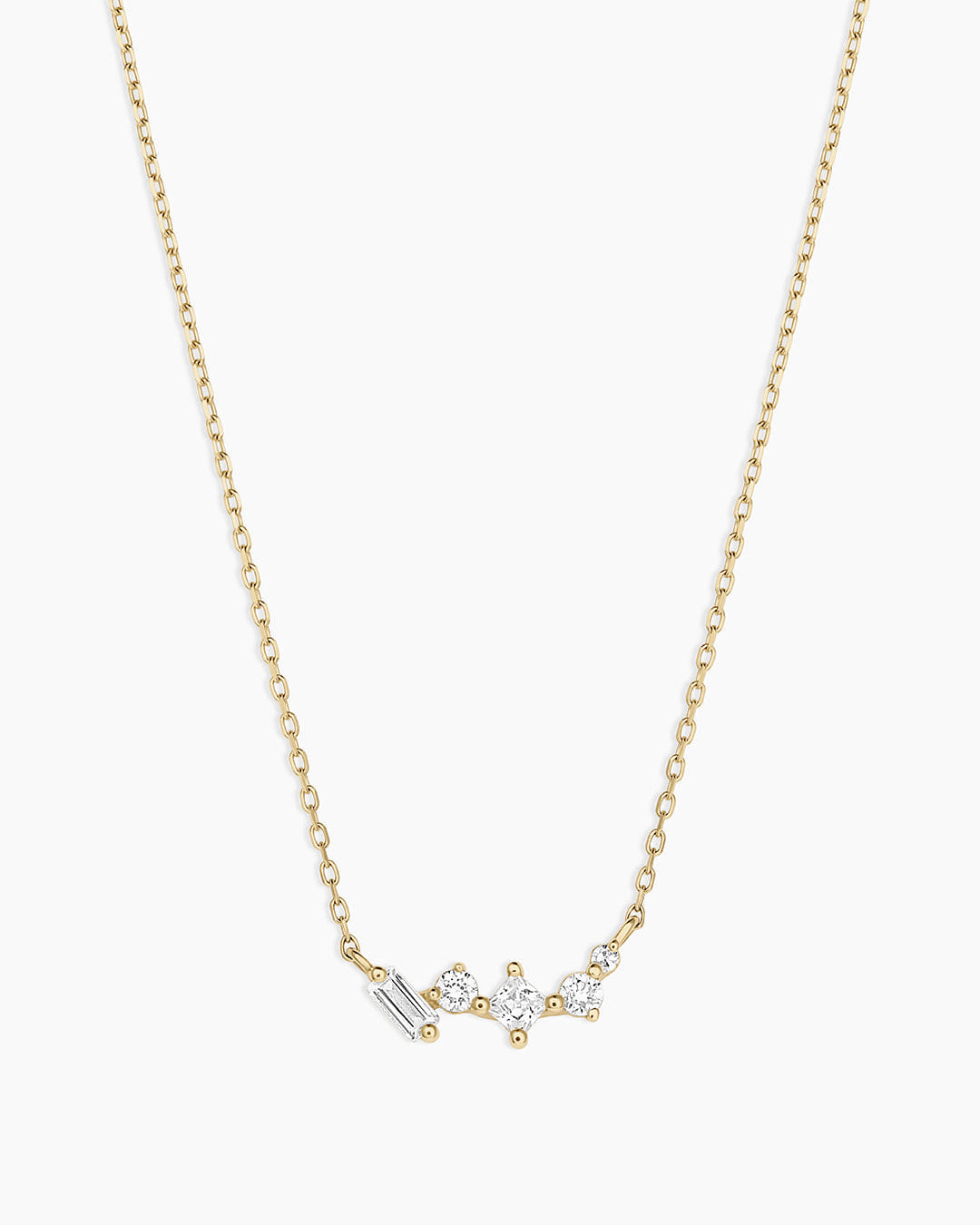 Fine 14K Diamond and White Sapphire Amara Cluster Necklace