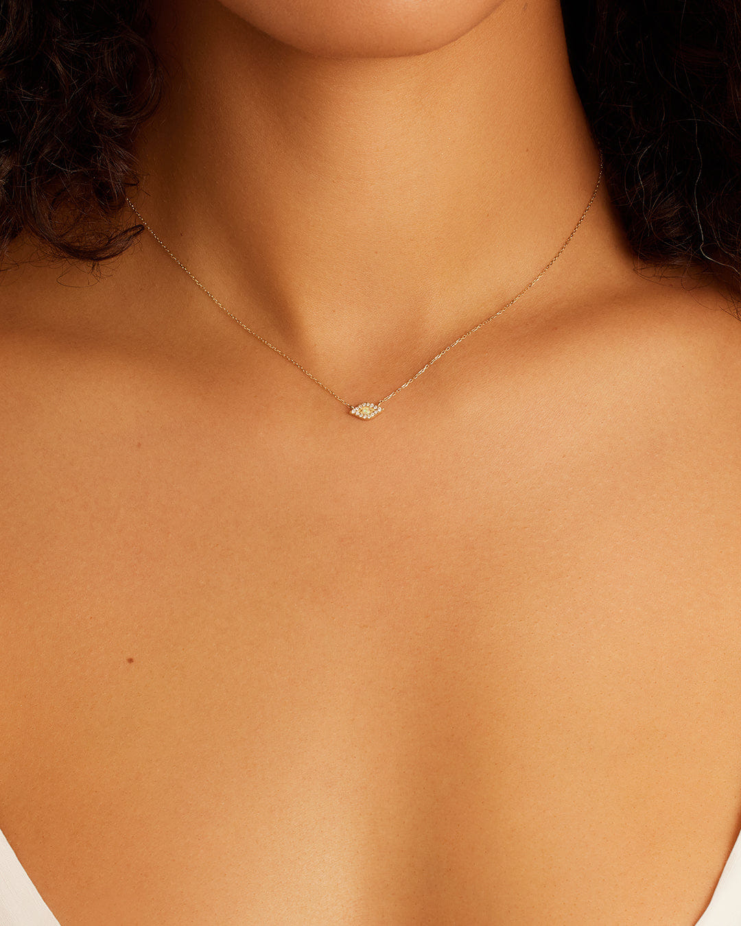 Fine 14K Diamond Evil Eye Necklace