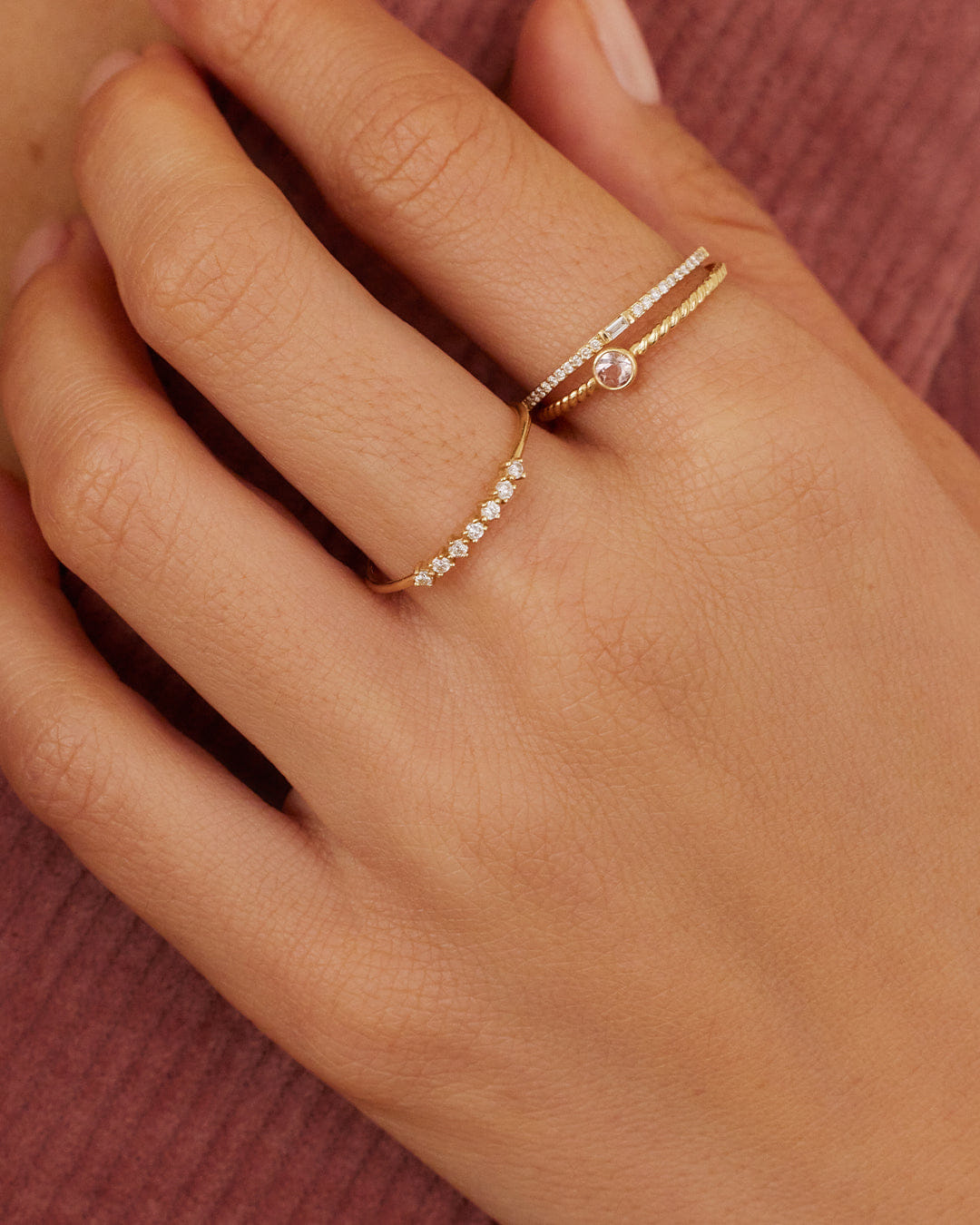 Fine 14K Diamond Row Ring