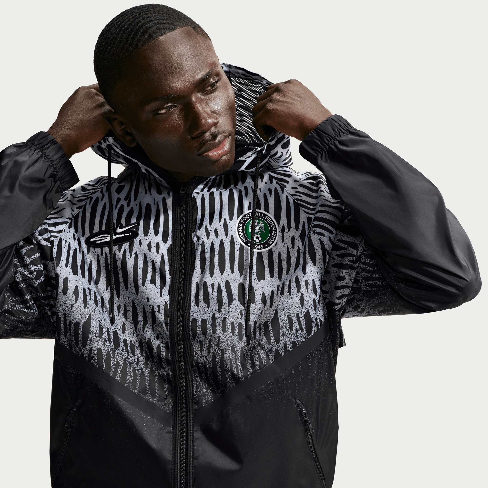 Nike NIGERIA X SLAWN X NIKE "X2" ANTHEM JACKET - BLACK / WHITE