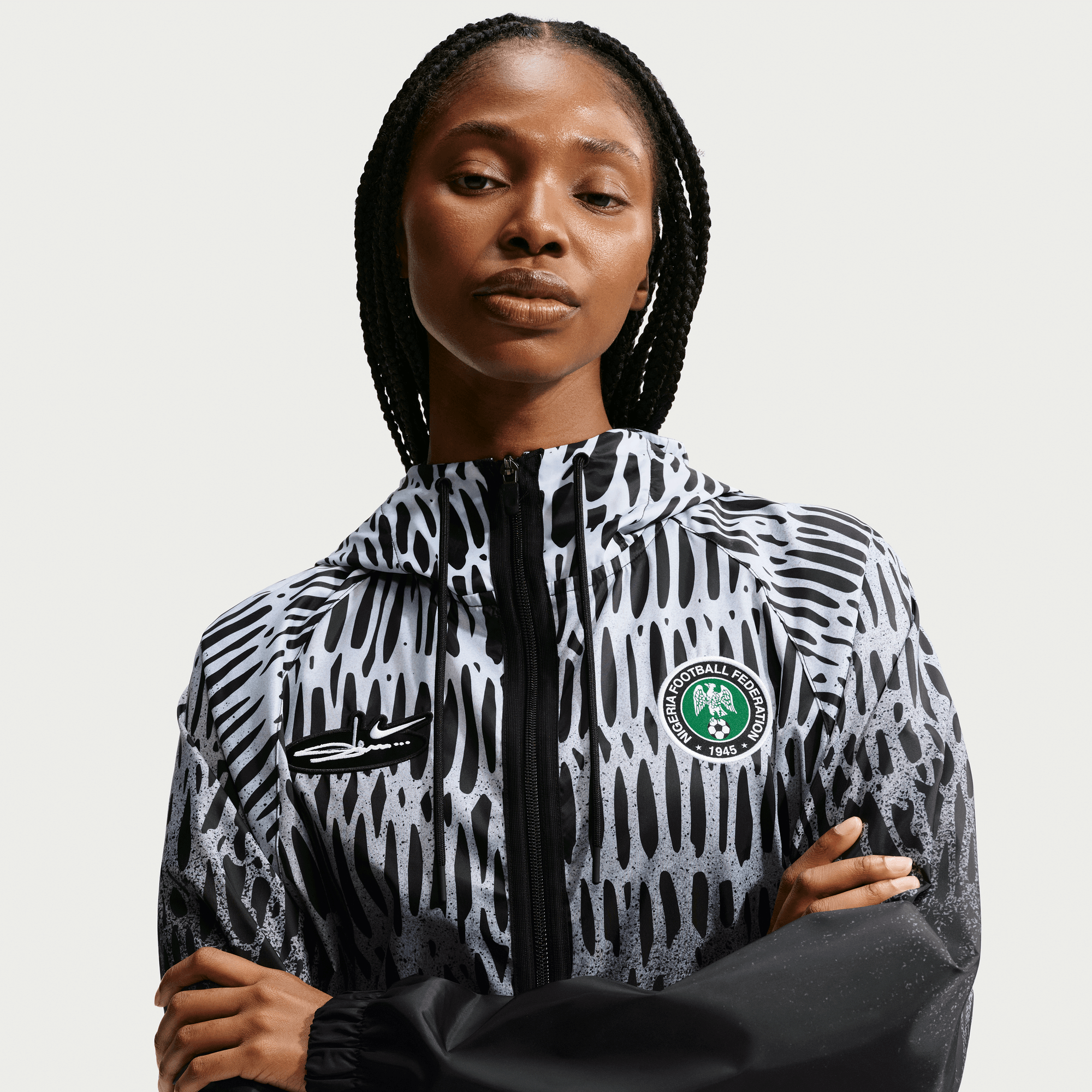 Nike NIGERIA X SLAWN X NIKE "X2" ANTHEM JACKET - BLACK / WHITE
