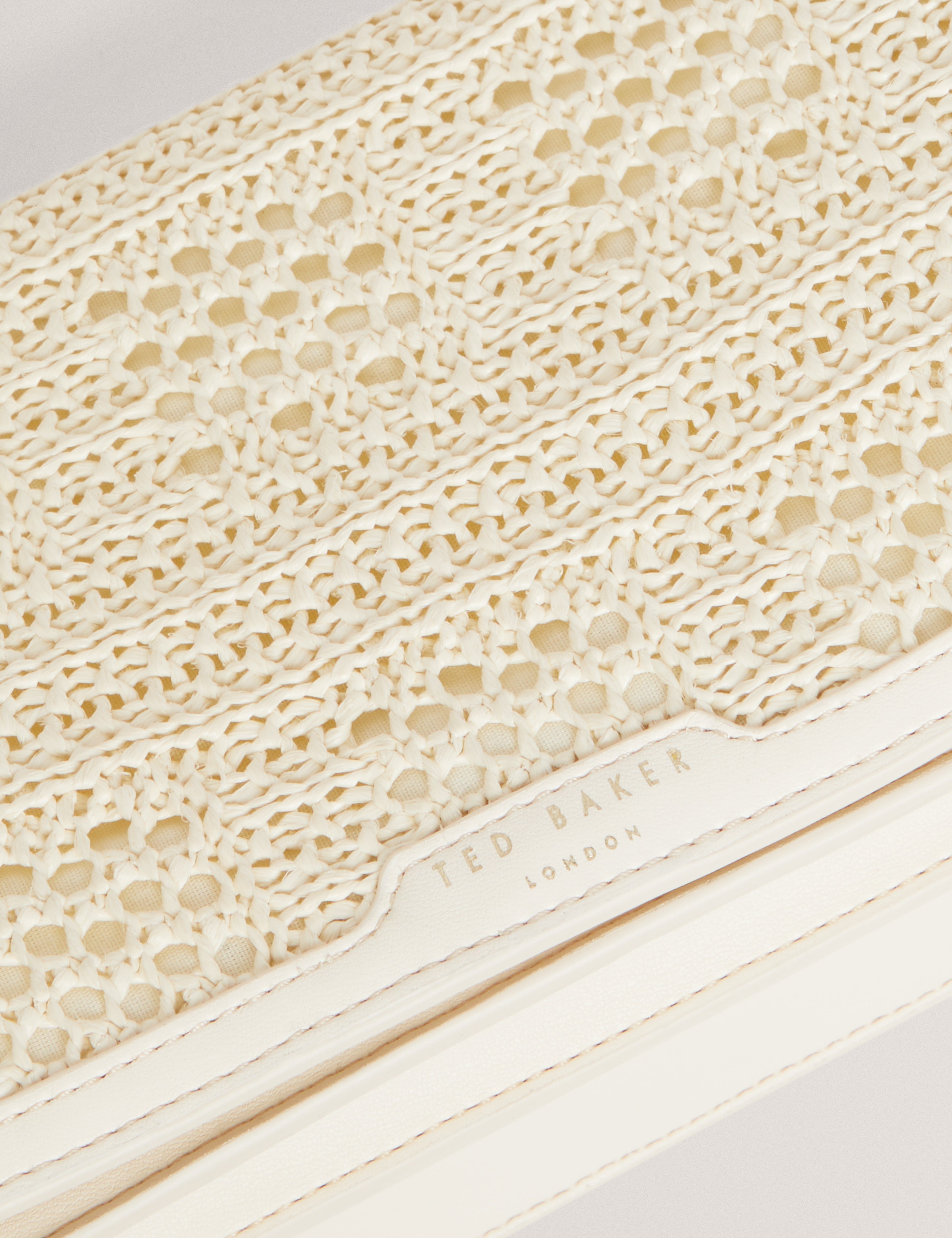 Ted Baker MOV Pettria Raffia Straw Elongated Shoulder Bag Ivory