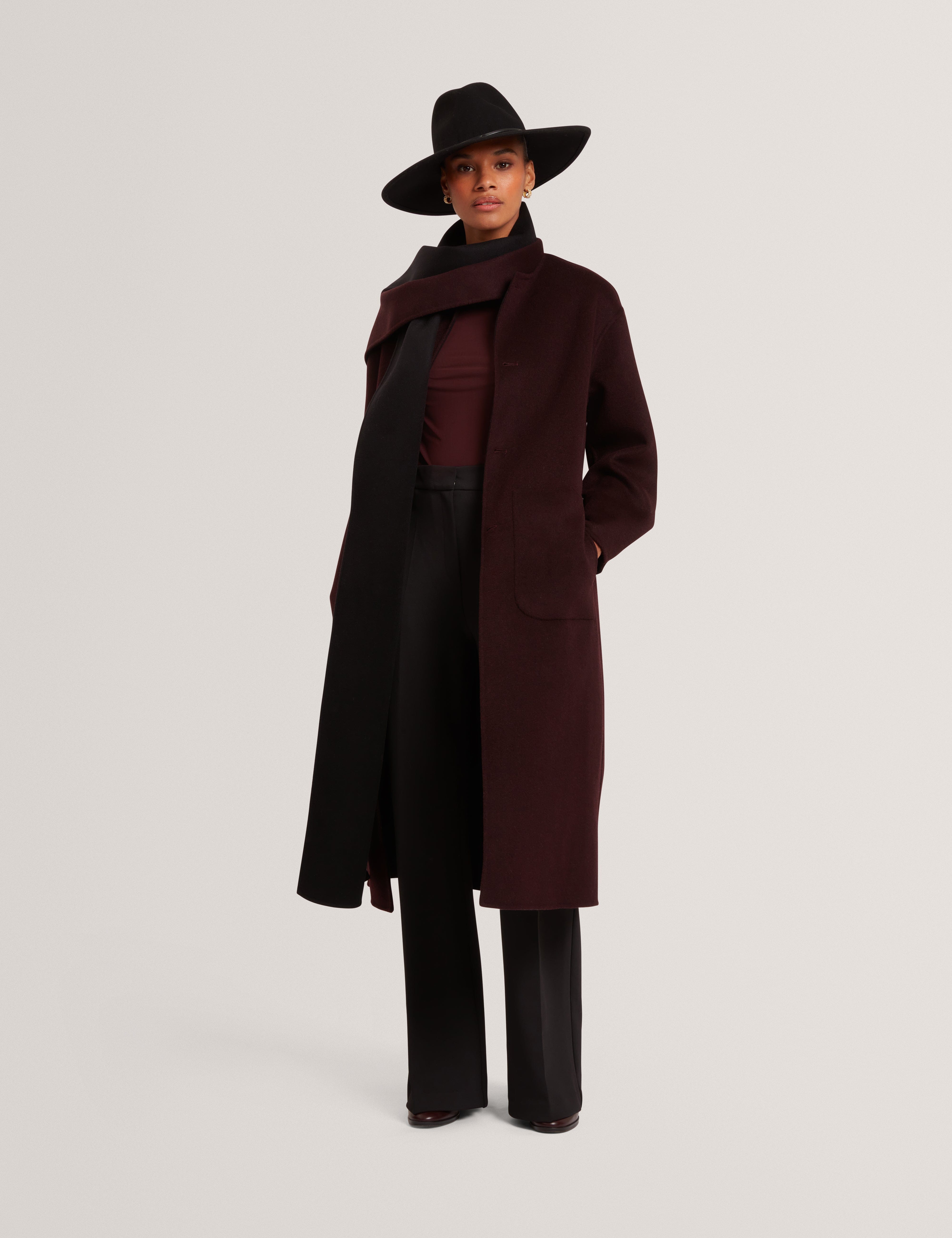 Ted Baker MOV Abbiiio Bow Detail Wool Fedora Hat Black