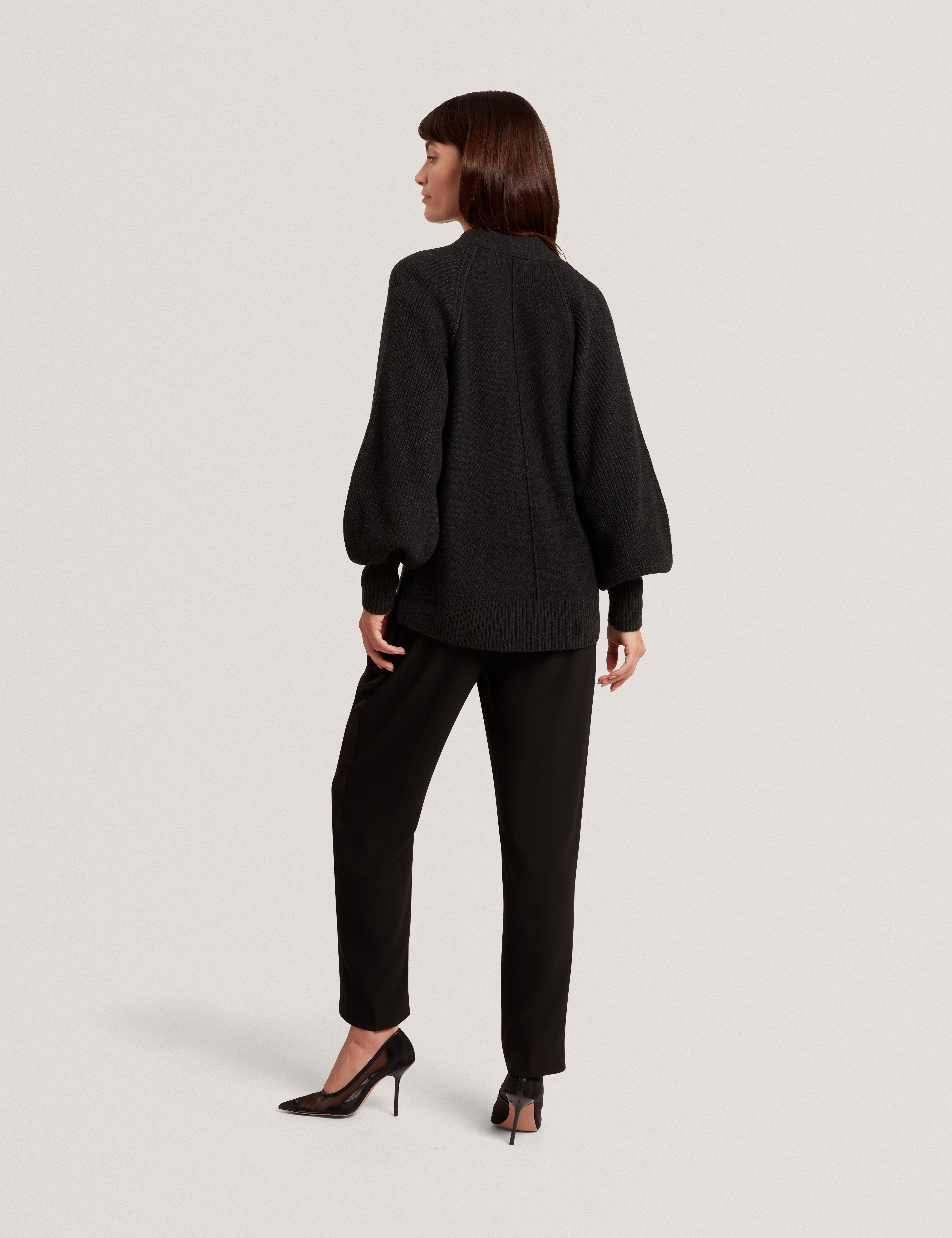 Ted Baker MOV Mallee V Neck Boxy Fit Cardigan Charcoal