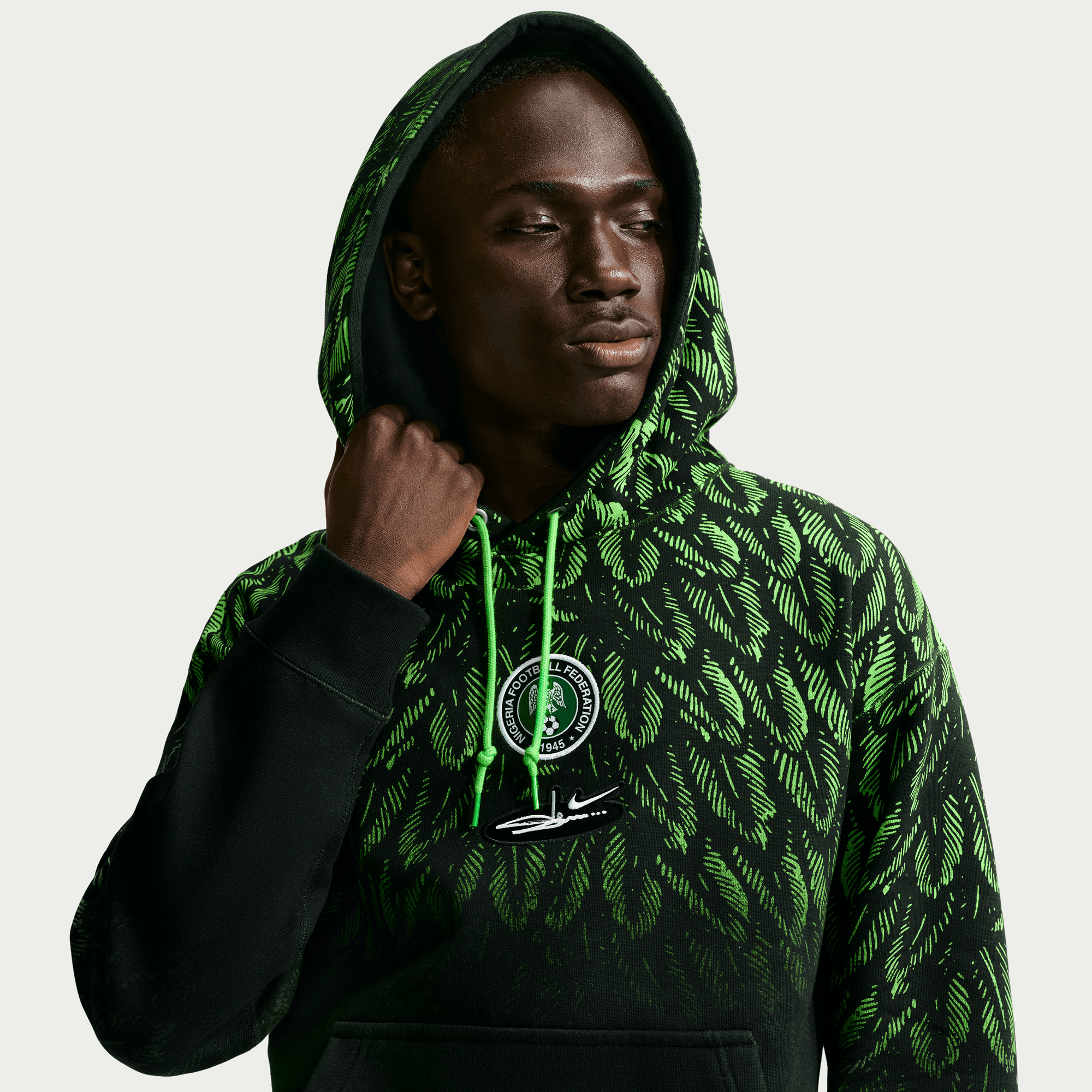 Nike NIGERIA X SLAWN X NIKE "X2" FLEECE HOODIE - BLACK / POISON GREEN