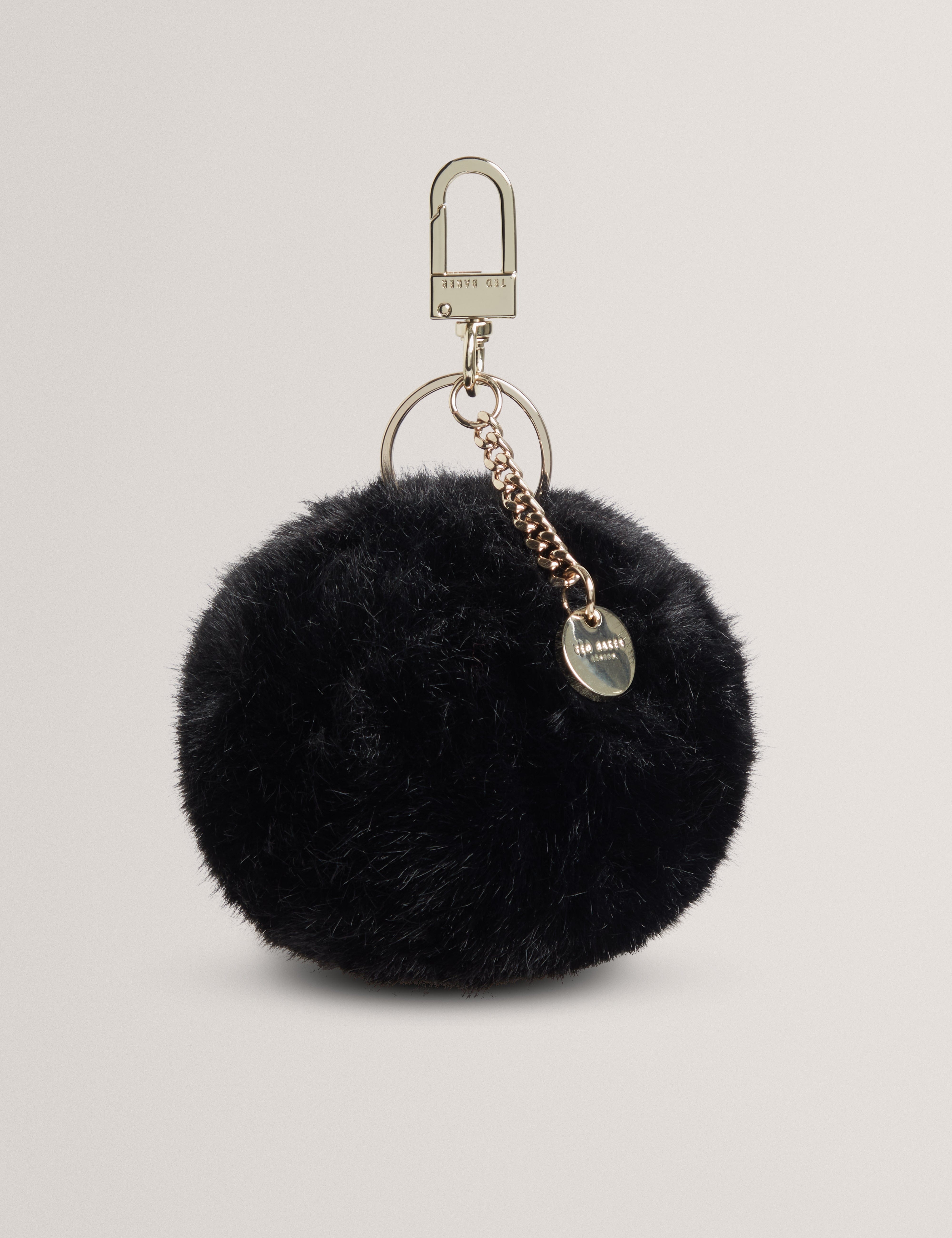 Ted Baker MOV Pomenna Faux Fur Pom Pom Keyring Black