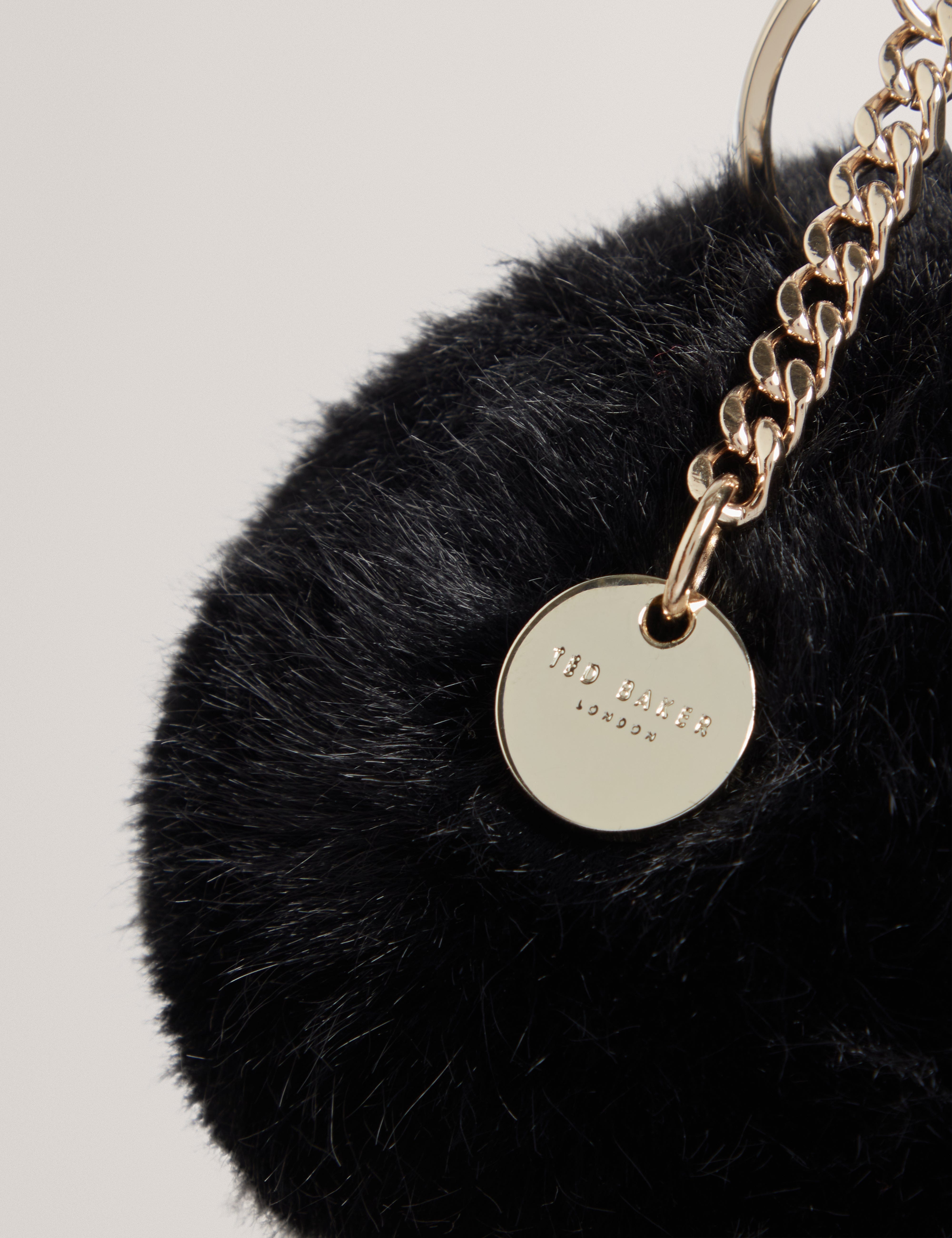 Ted Baker MOV Pomenna Faux Fur Pom Pom Keyring Black