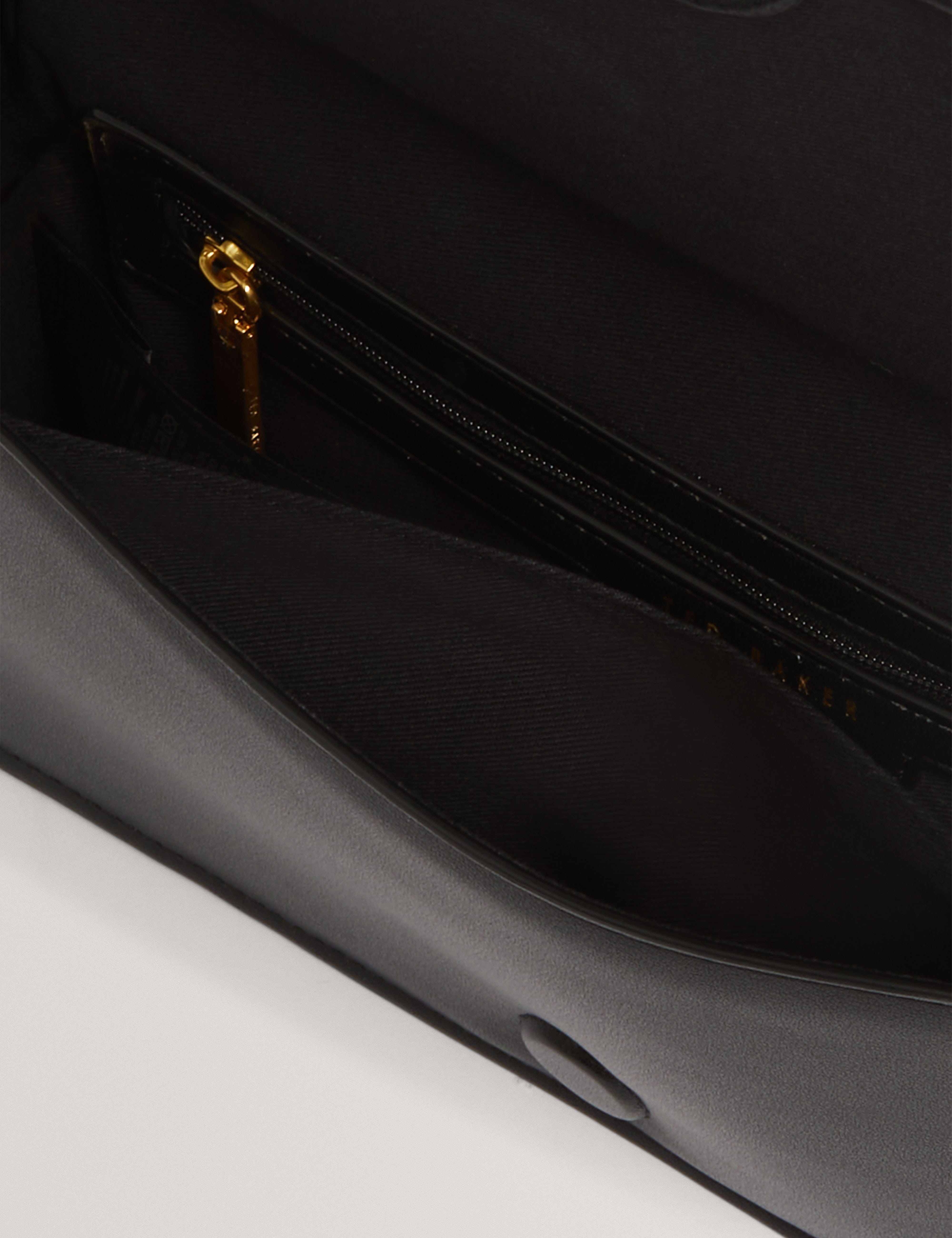 Ted Baker MOV Pettria Raffia Straw Elongated Shoulder Bag Black