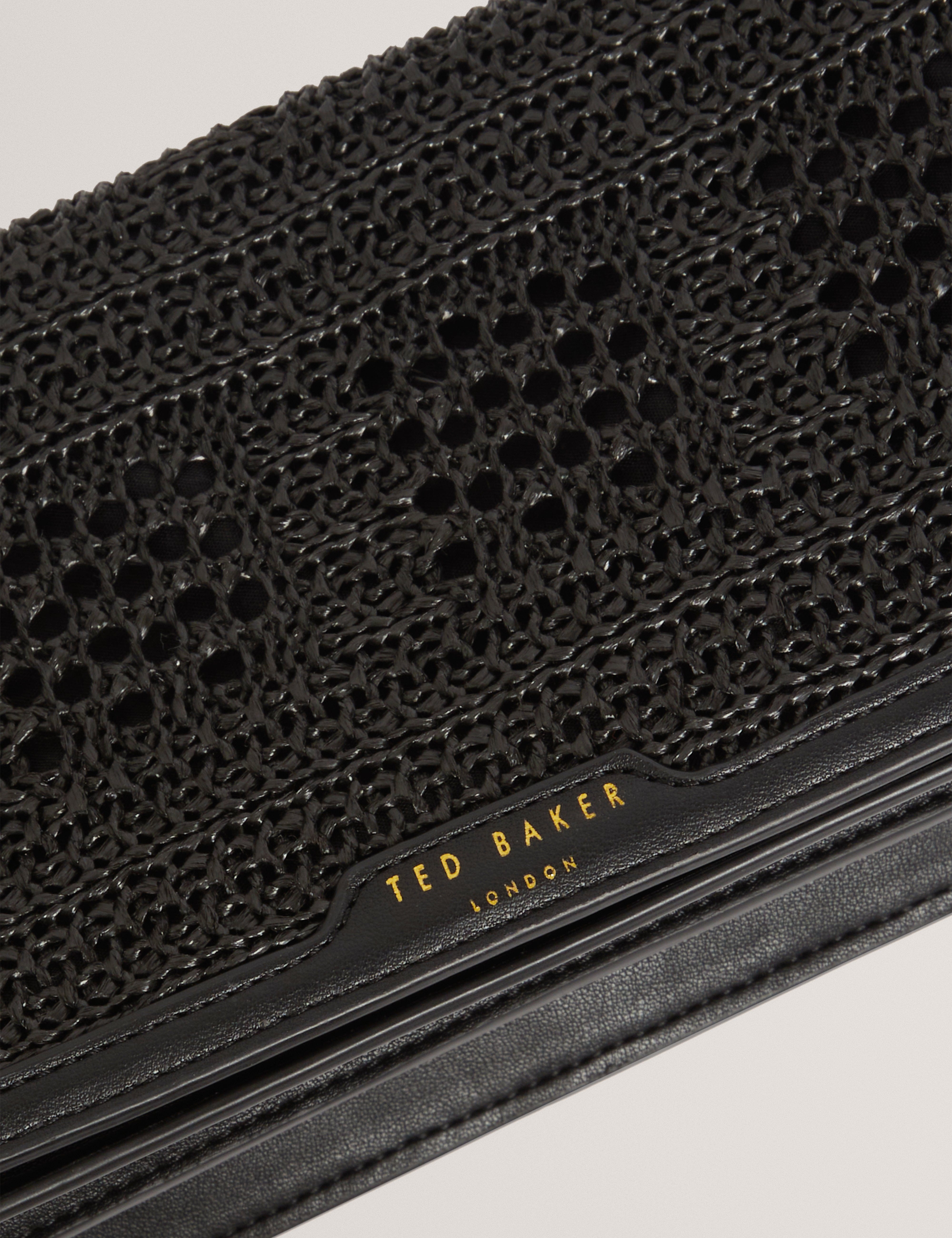 Ted Baker MOV Pettria Raffia Straw Elongated Shoulder Bag Black