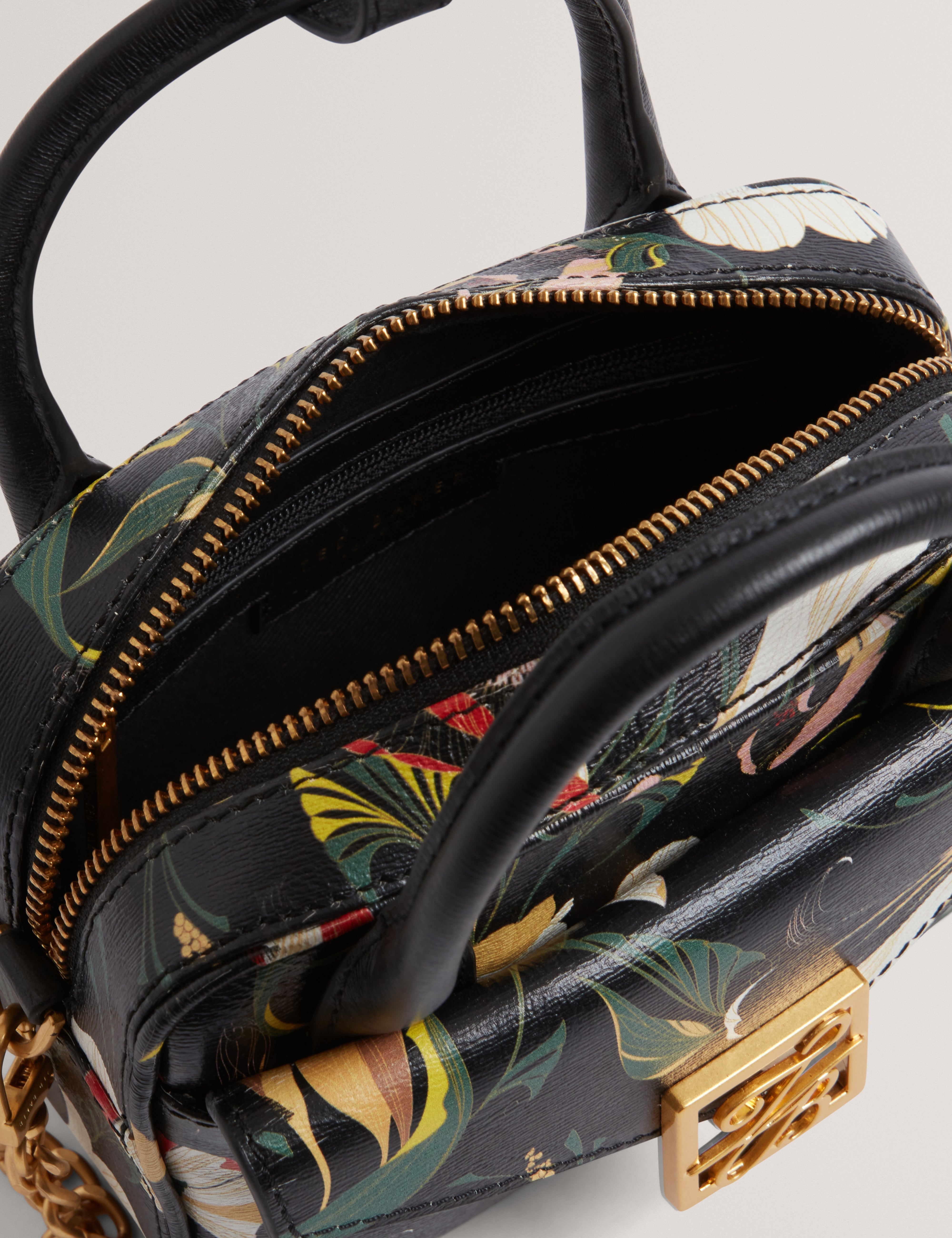 Ted Baker MOV Anisso Tb Detail Mini Leather Crossbody Bag Black