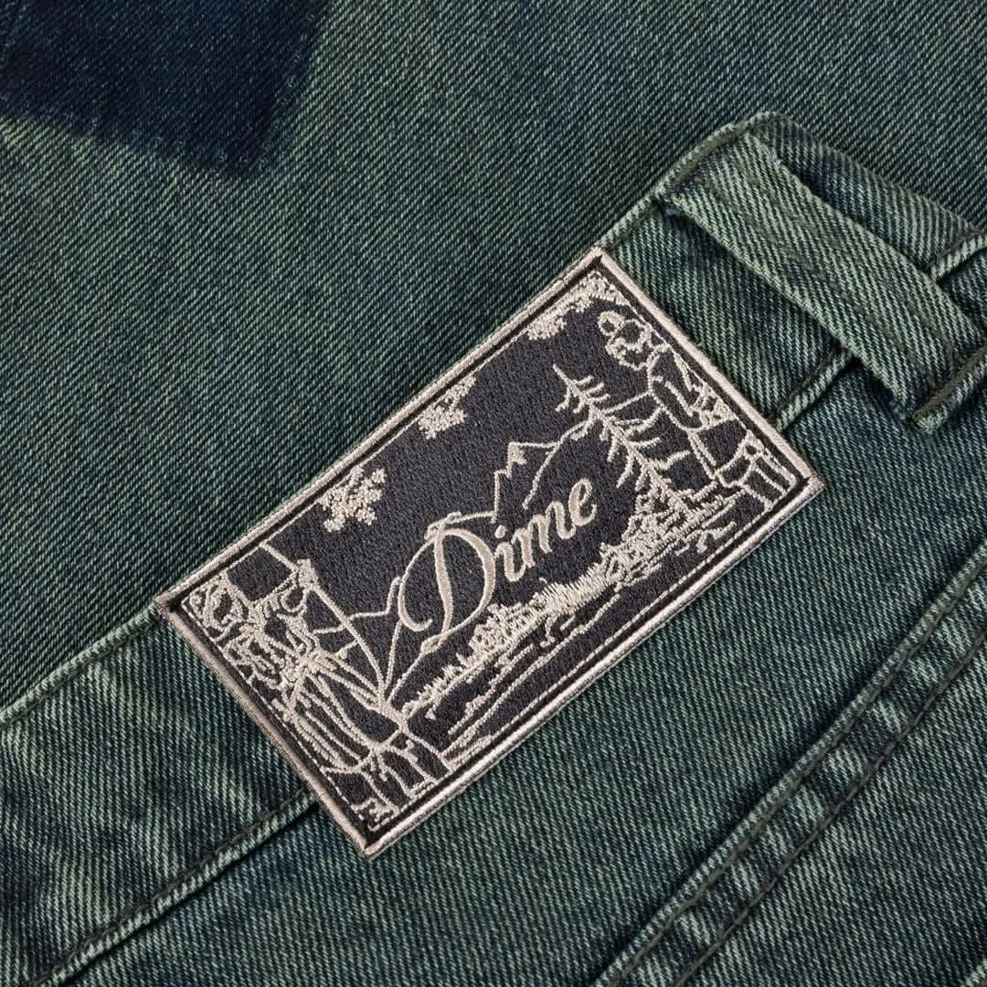 Dime MTL Baggy Denim Pants – Distressed Green