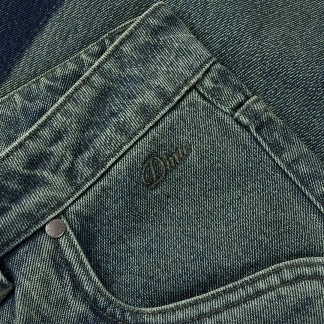 Dime MTL Baggy Denim Pants – Distressed Green