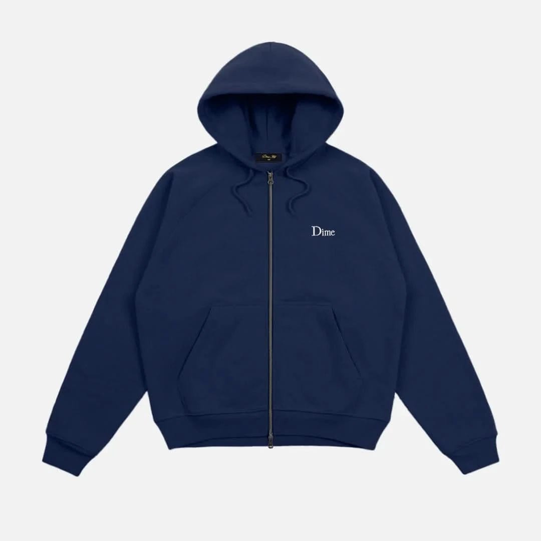 Dime MTL Small Logo Zip Hoodie – Navy