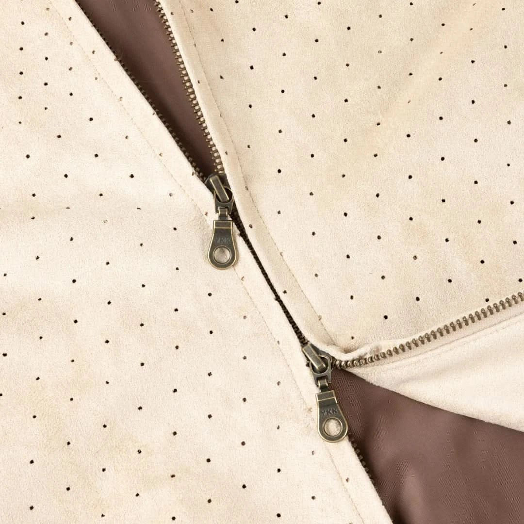 Dime MTL Perforated Faux Suede Jacket – Tan