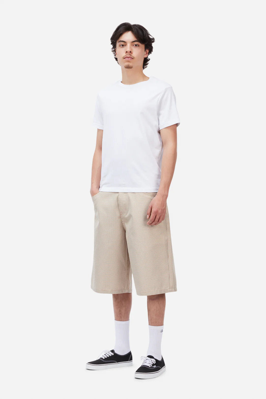 Dime MTL Baggy Houndstooth Shorts Beige