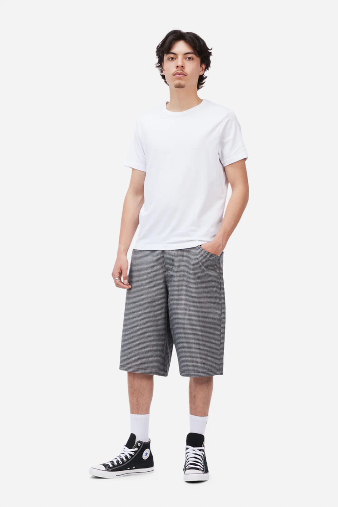 Dime MTL Baggy Houndstooth Shorts Grey