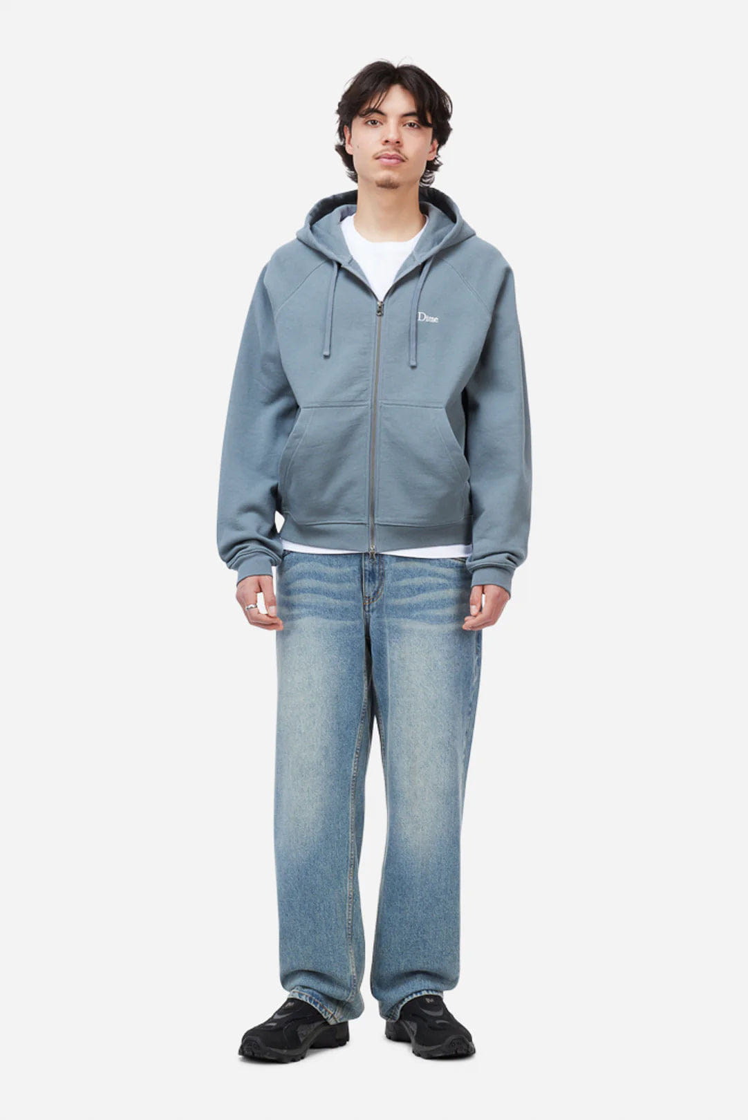 Dime MTL Classic Small Logo Zip Hoodie Granite