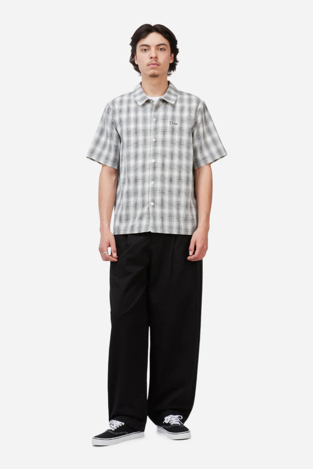 Dime MTL Plaid Button Up Shirt Grey
