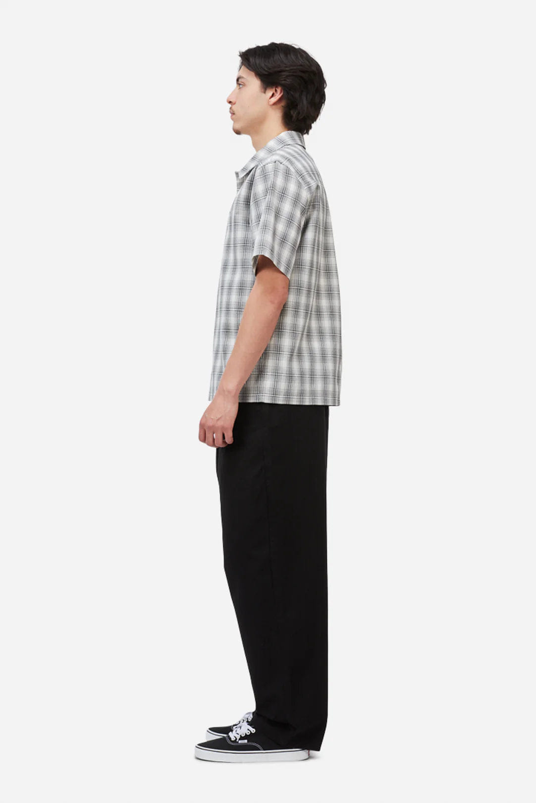 Dime MTL Plaid Button Up Shirt Grey