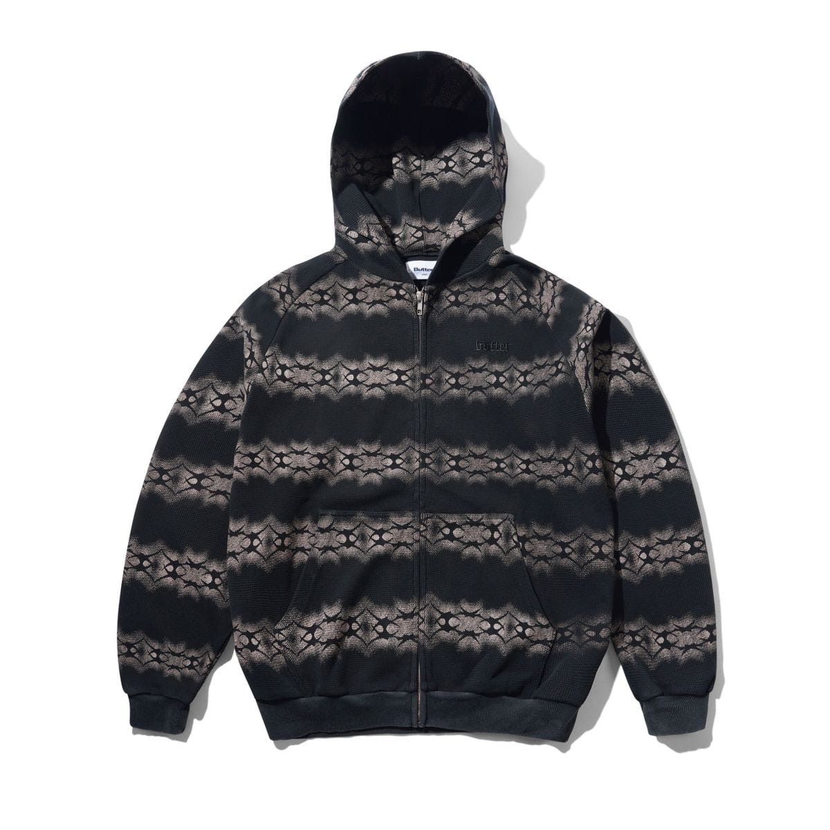 Butter Goods Faded Waffle Zip Hoodie Black