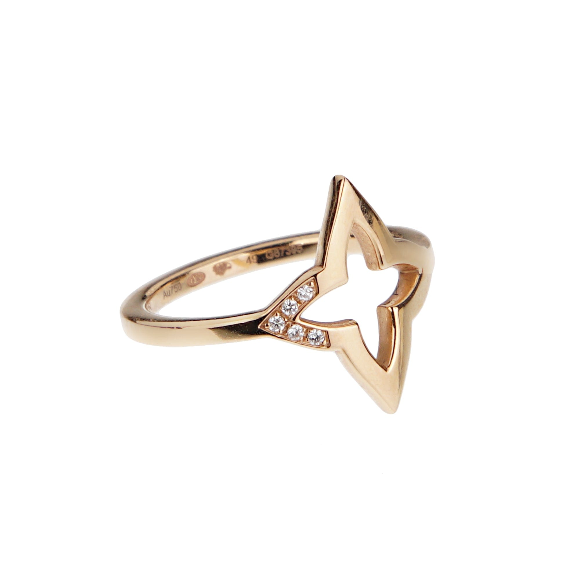 Louis Vuitton Ombre Blossom Ring 18k Rose Gold Diamond Monogram Flower Ring