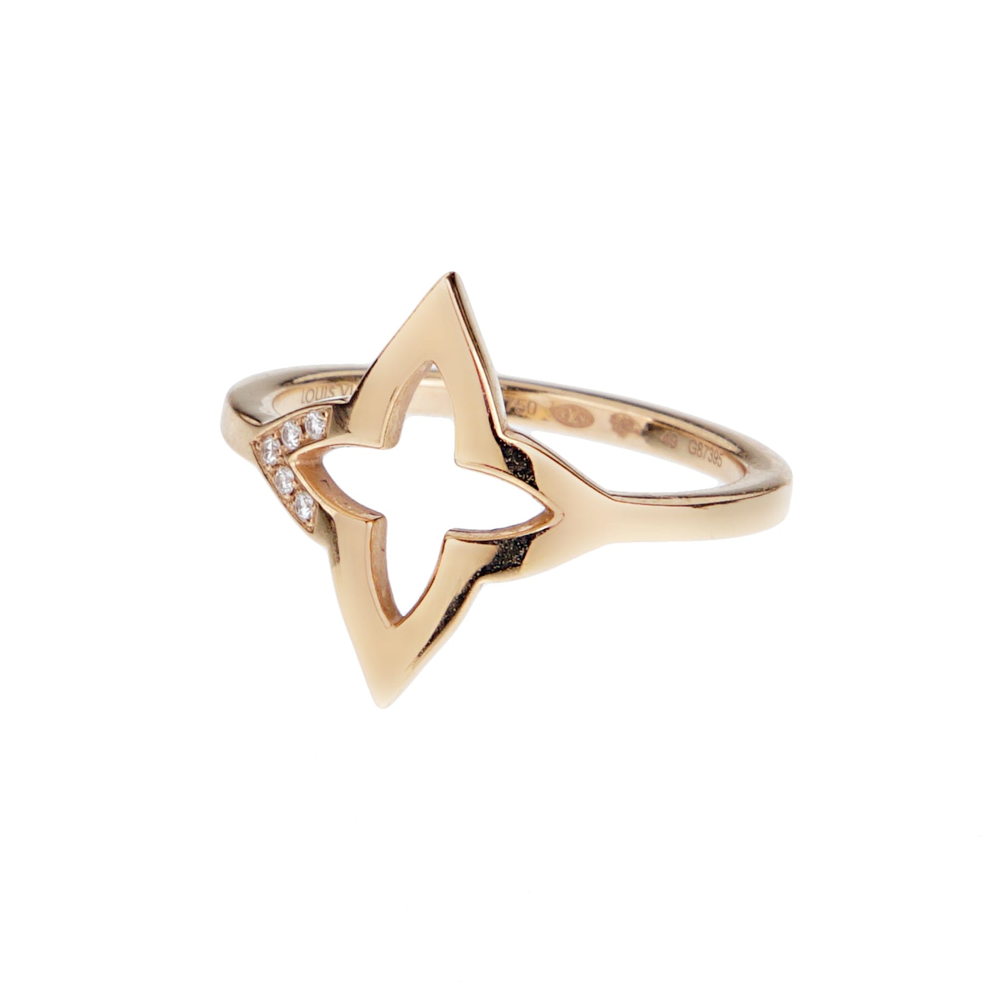 Louis Vuitton Ombre Blossom Ring 18k Rose Gold Diamond Monogram Flower Ring