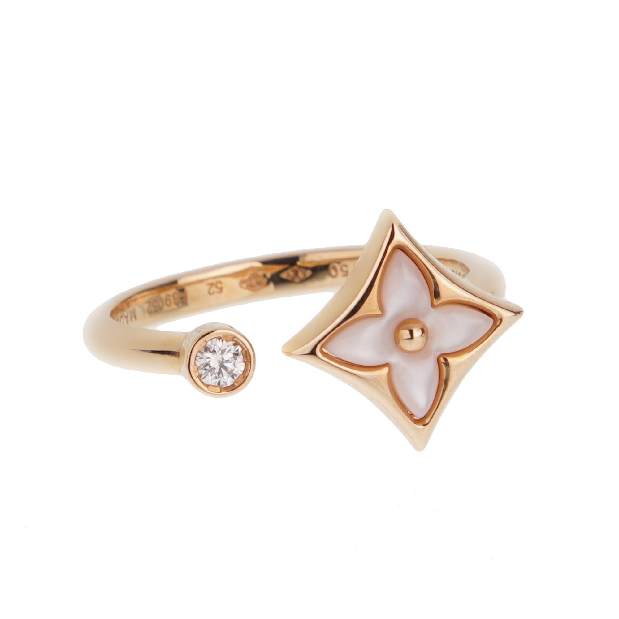 Louis Vuitton Color Blossom Mini Star Mother of Pearl Diamond Ring 18k Rose Gold