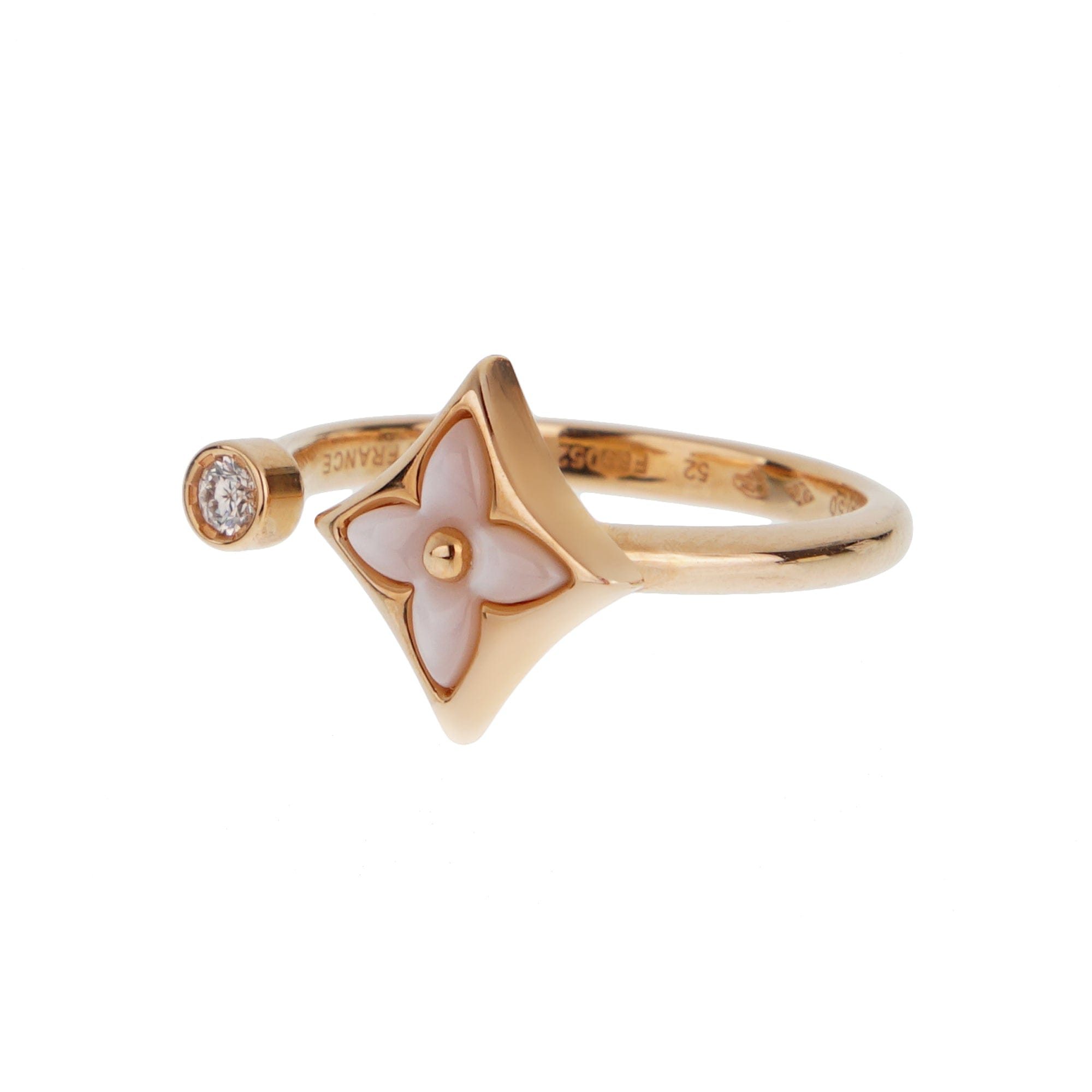 Louis Vuitton Color Blossom Mini Star Mother of Pearl Diamond Ring 18k Rose Gold