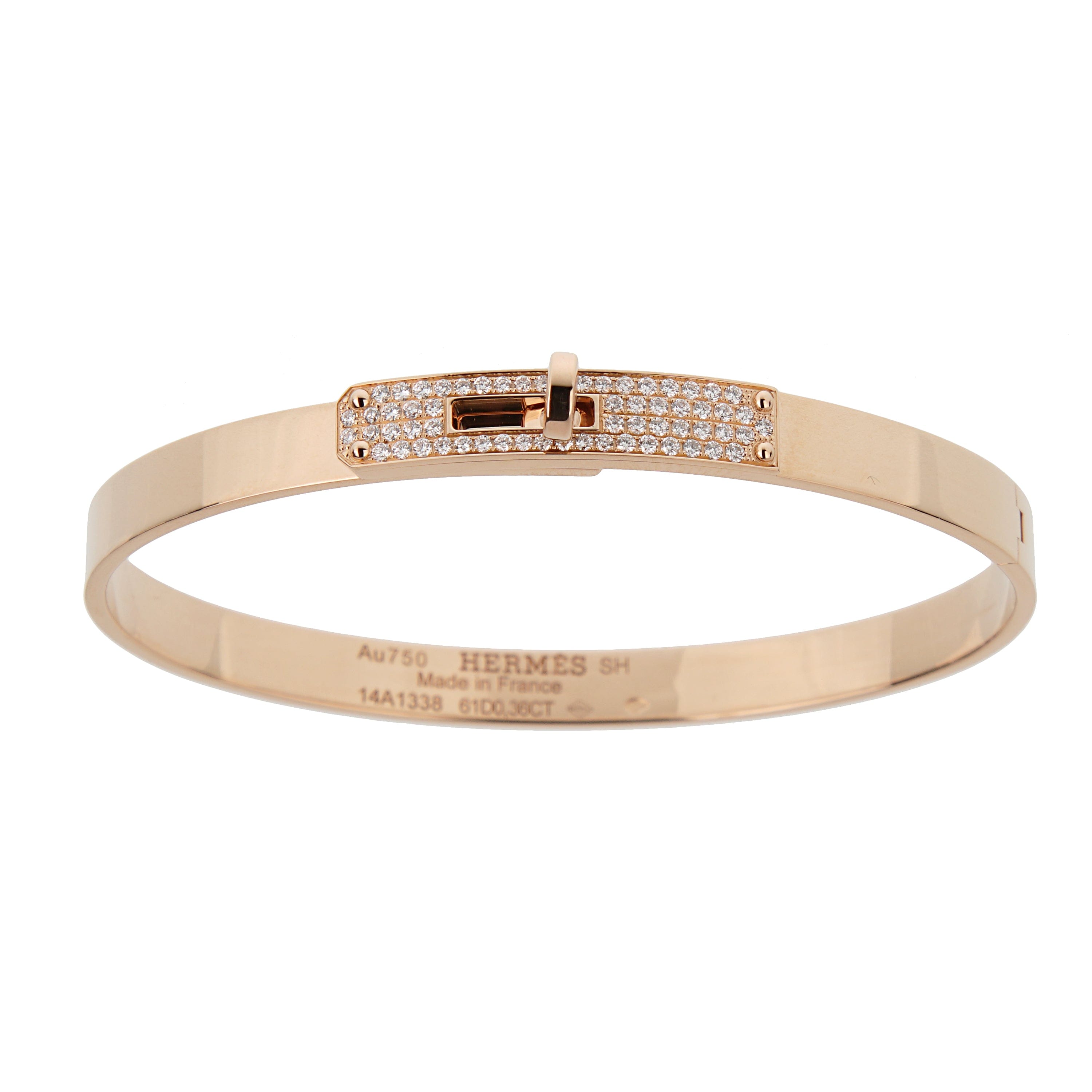 Hermes Kelly Bracelet 18K Rose Gold Pave Diamond