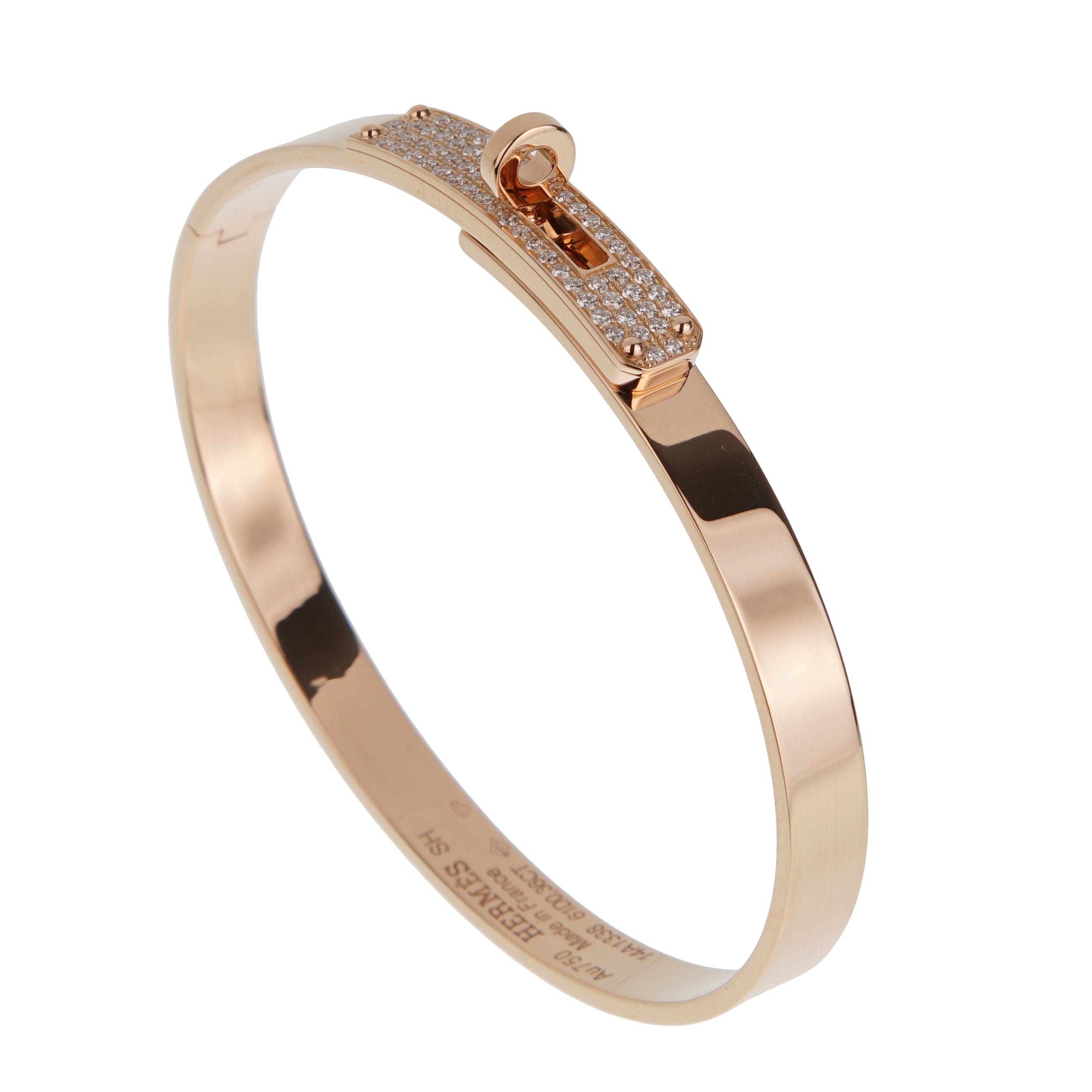 Hermes Kelly Bracelet 18K Rose Gold Pave Diamond