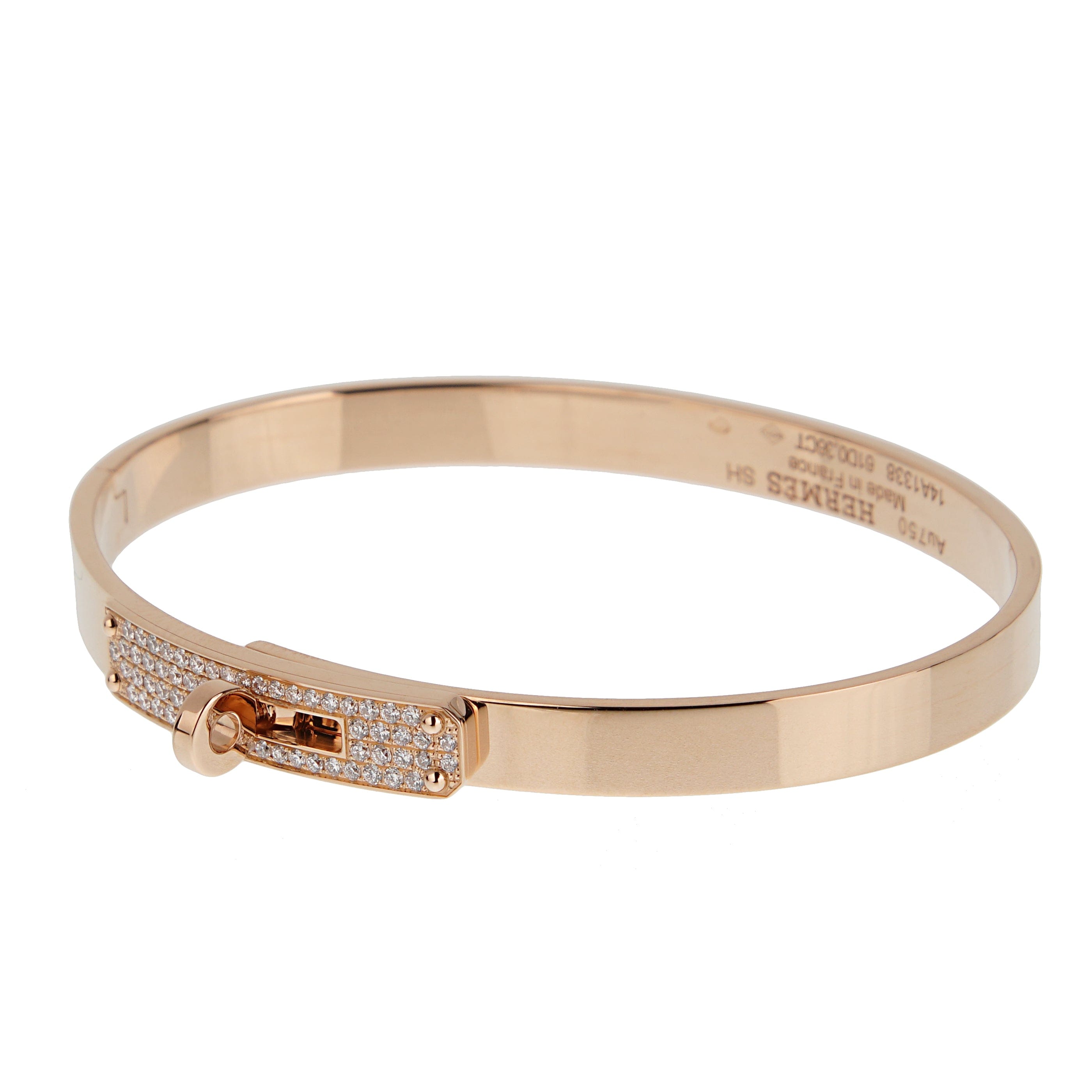 Hermes Kelly Bracelet 18K Rose Gold Pave Diamond