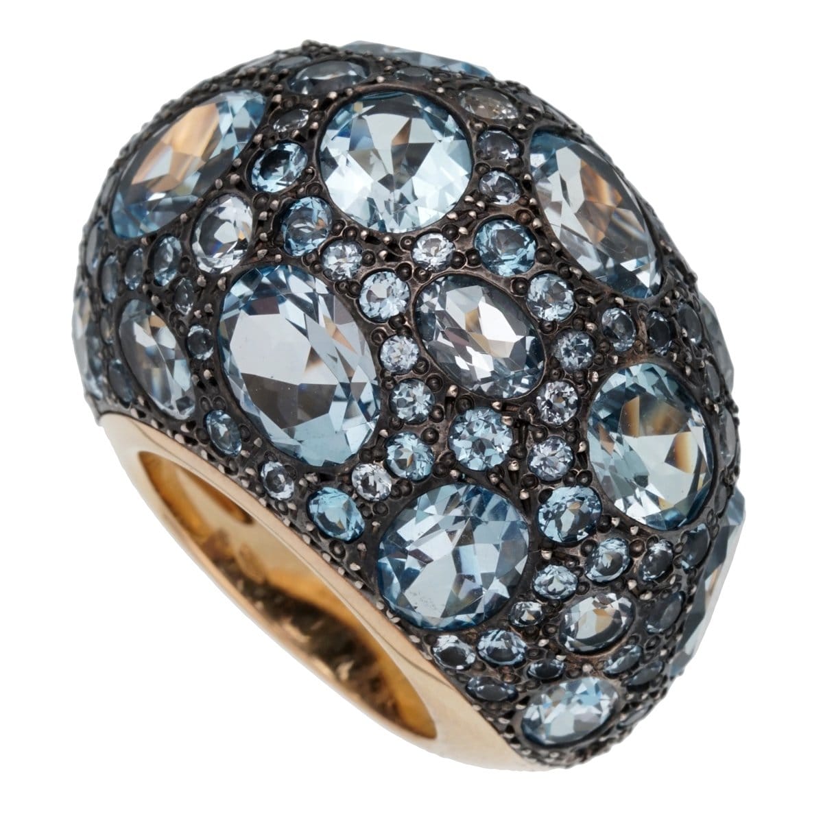 Pomellato 12ct Topaz Bombe Cocktail Ring 18k Rose Gold Size 5 3/4