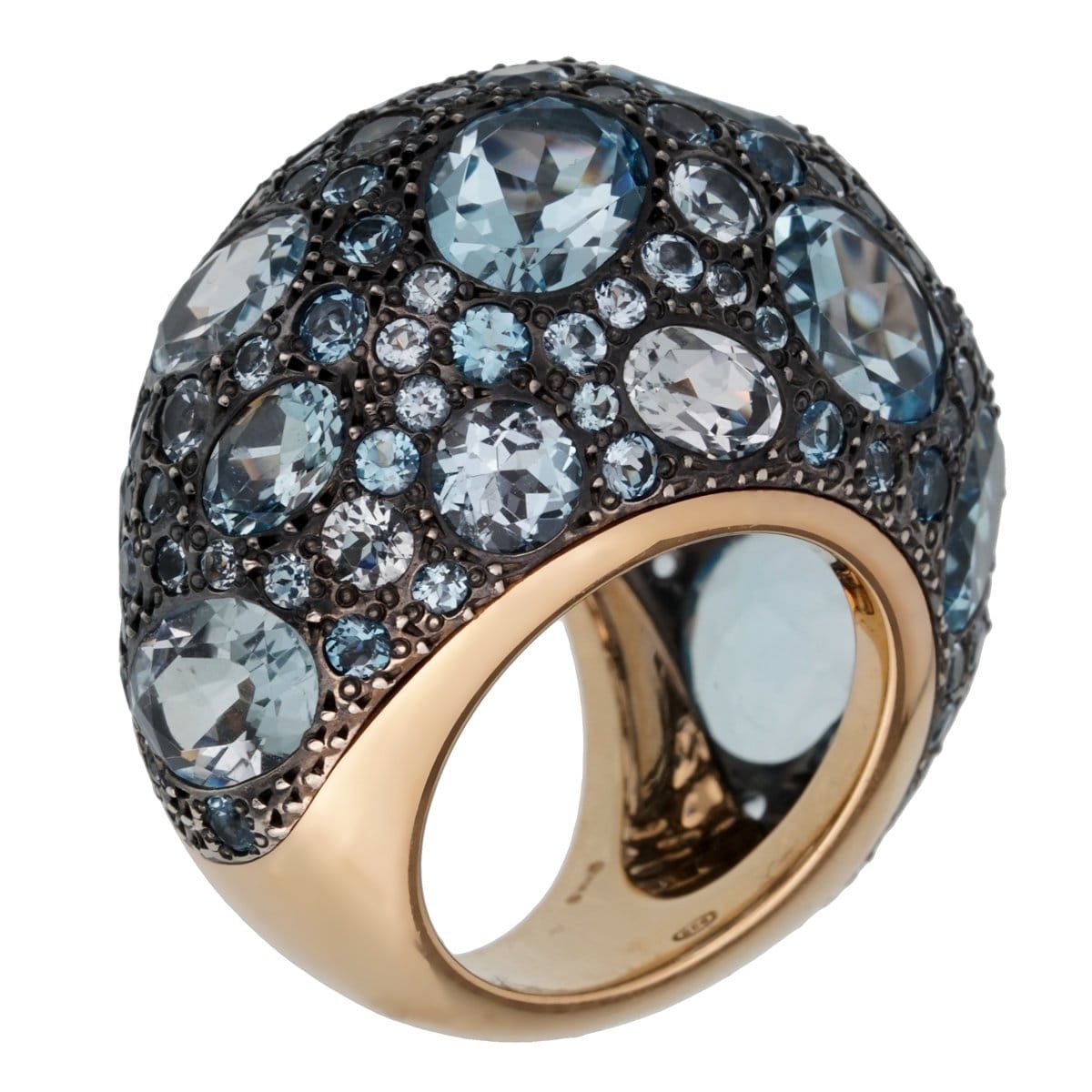 Pomellato 12ct Topaz Bombe Cocktail Ring 18k Rose Gold Size 5 3/4