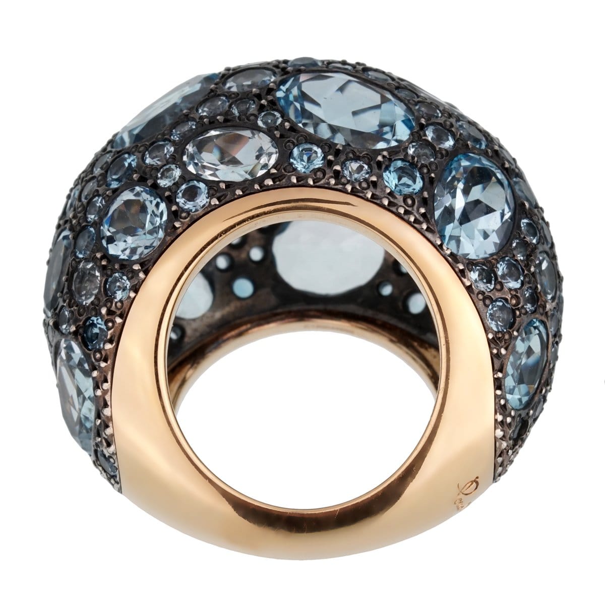 Pomellato 12ct Topaz Bombe Cocktail Ring 18k Rose Gold Size 5 3/4