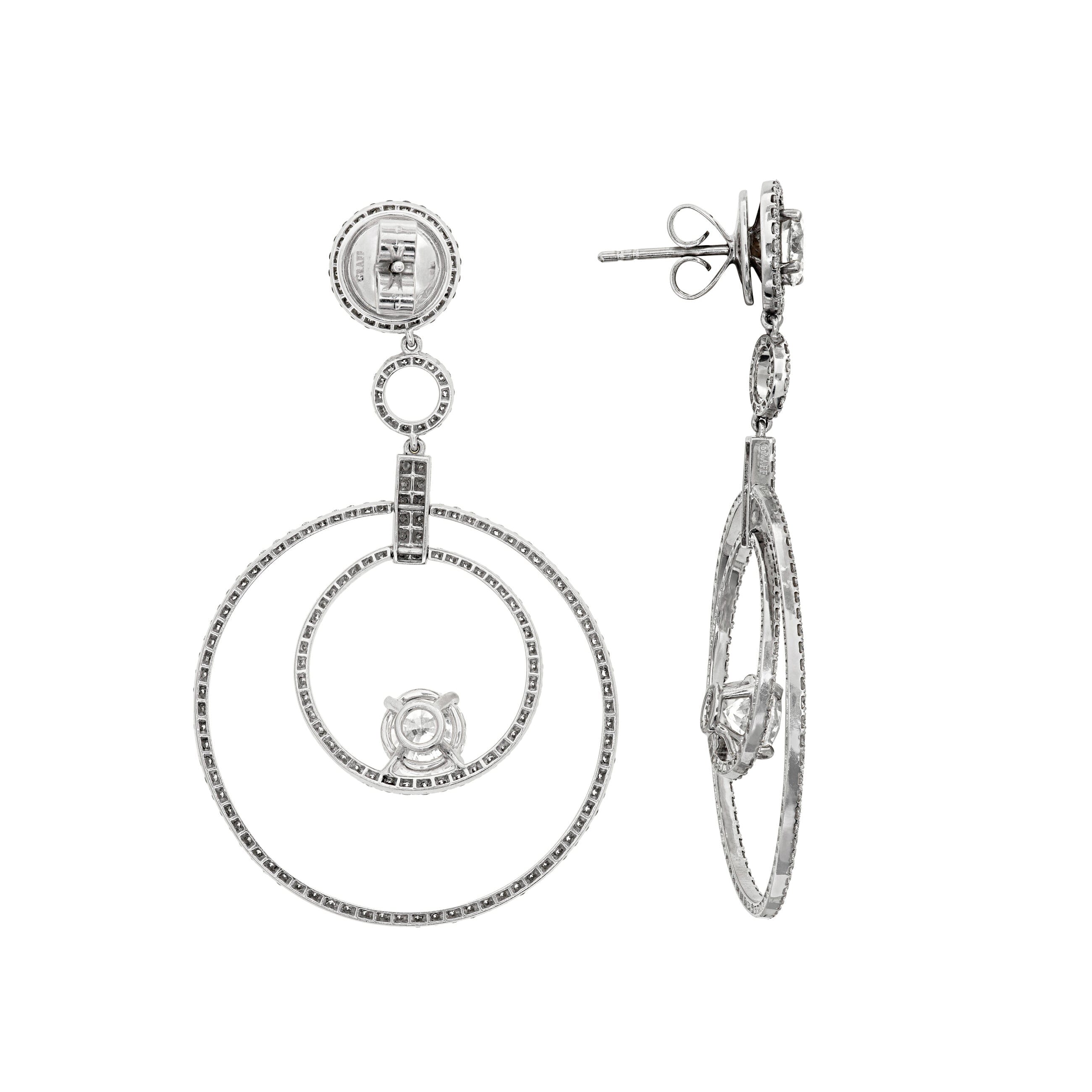 Graff Diamond Concentric Circle Drop Earrings Platinum & 18k White Gold