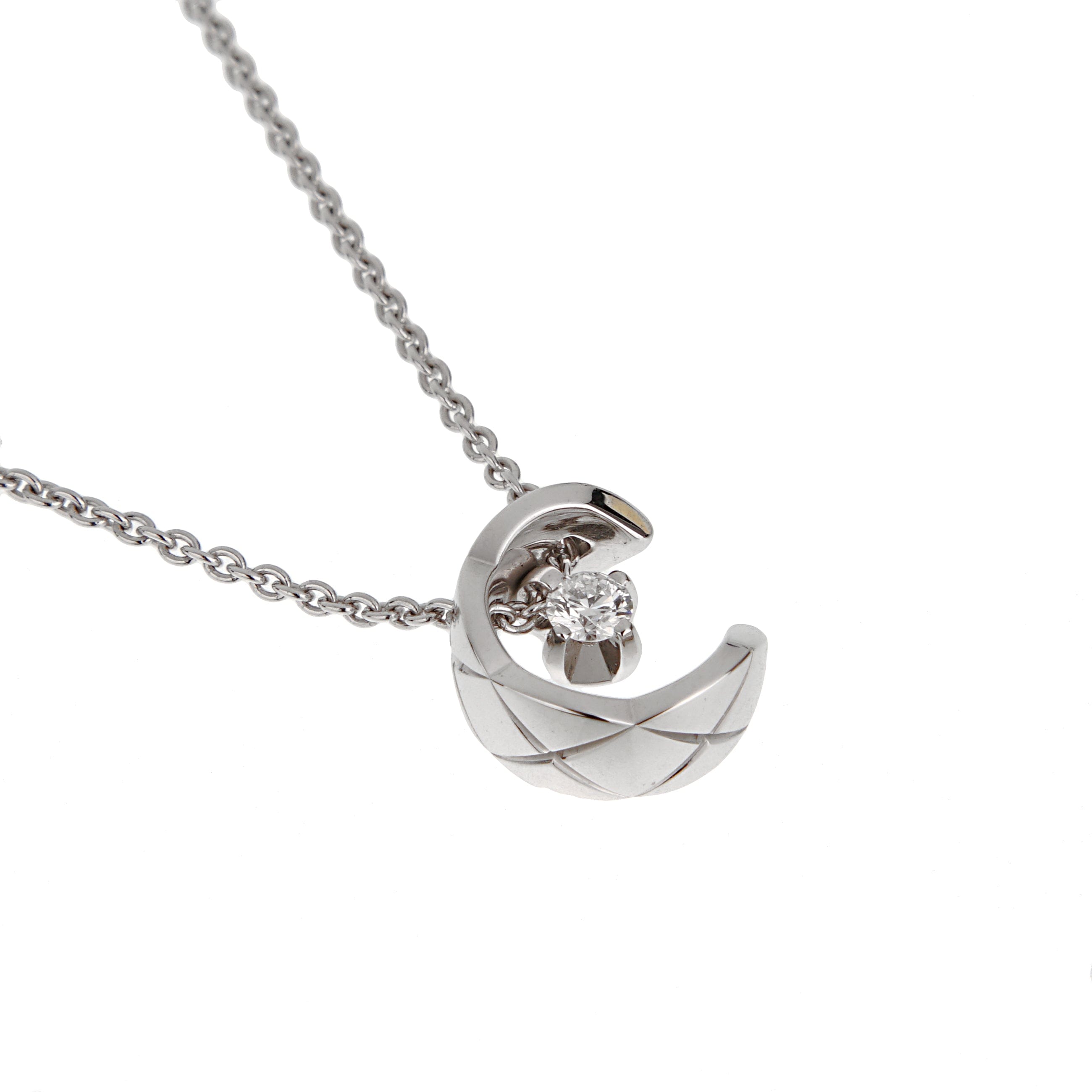 Chanel Coco Crush 18k White Gold Diamond Pendant Necklace