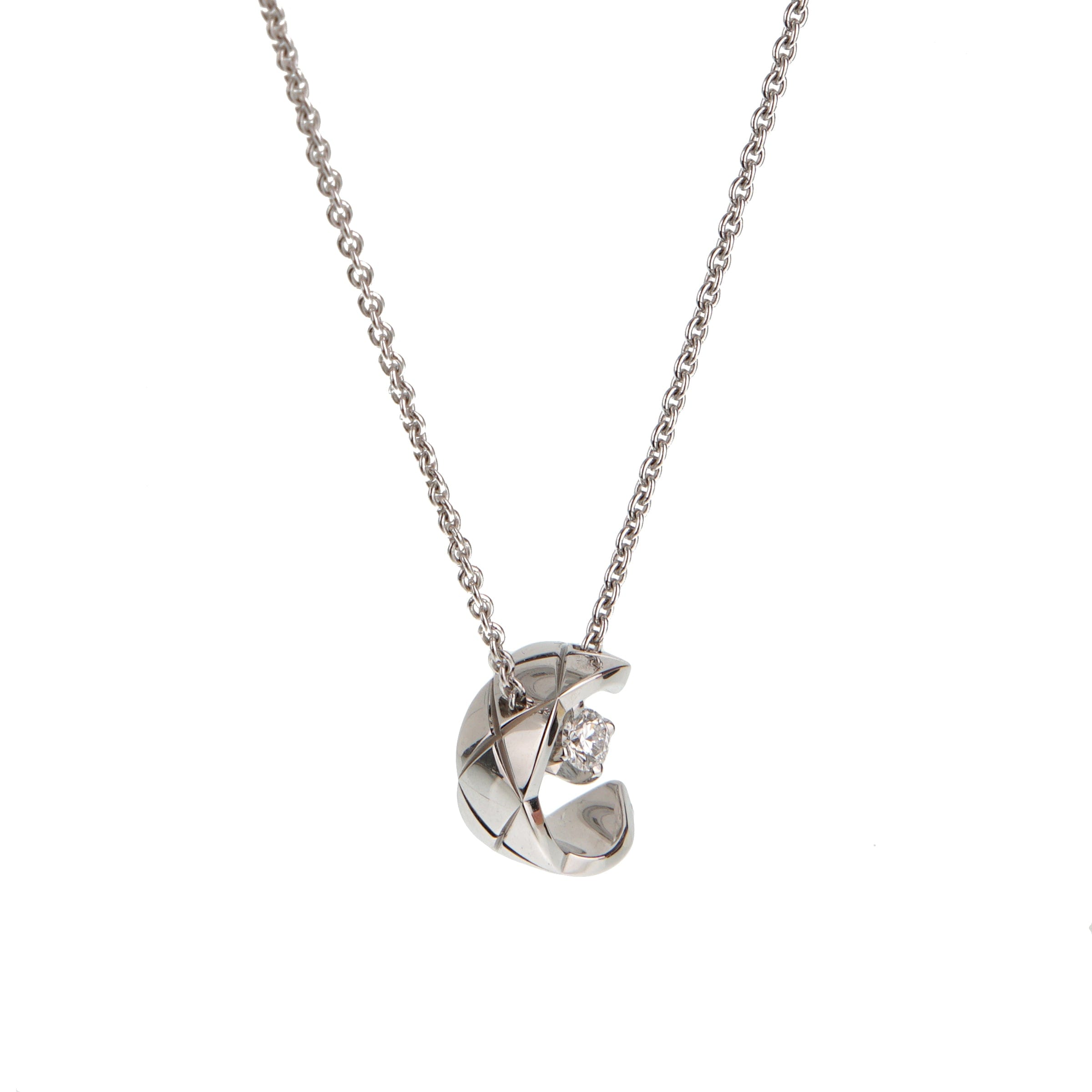 Chanel Coco Crush 18k White Gold Diamond Pendant Necklace