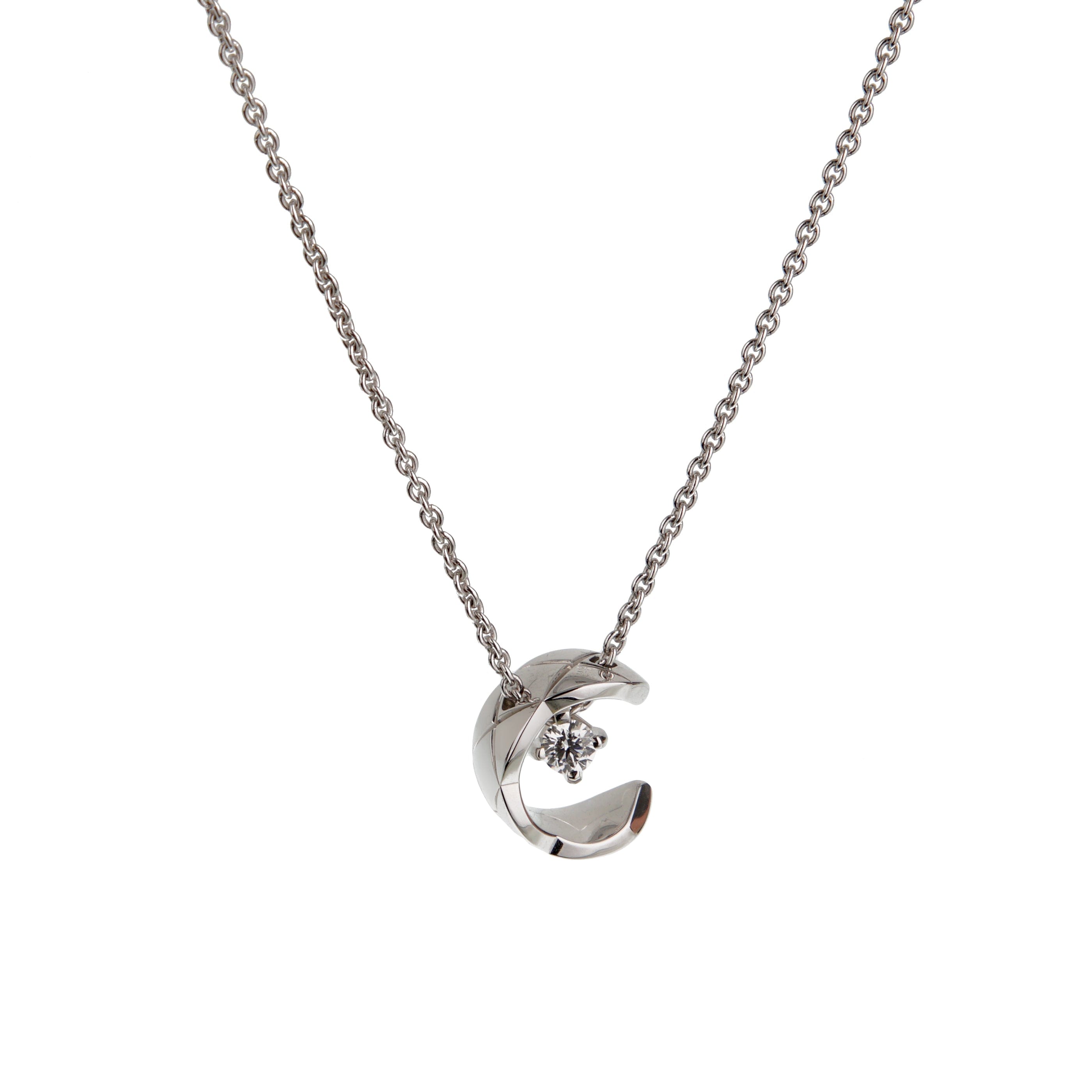 Chanel Coco Crush 18k White Gold Diamond Pendant Necklace