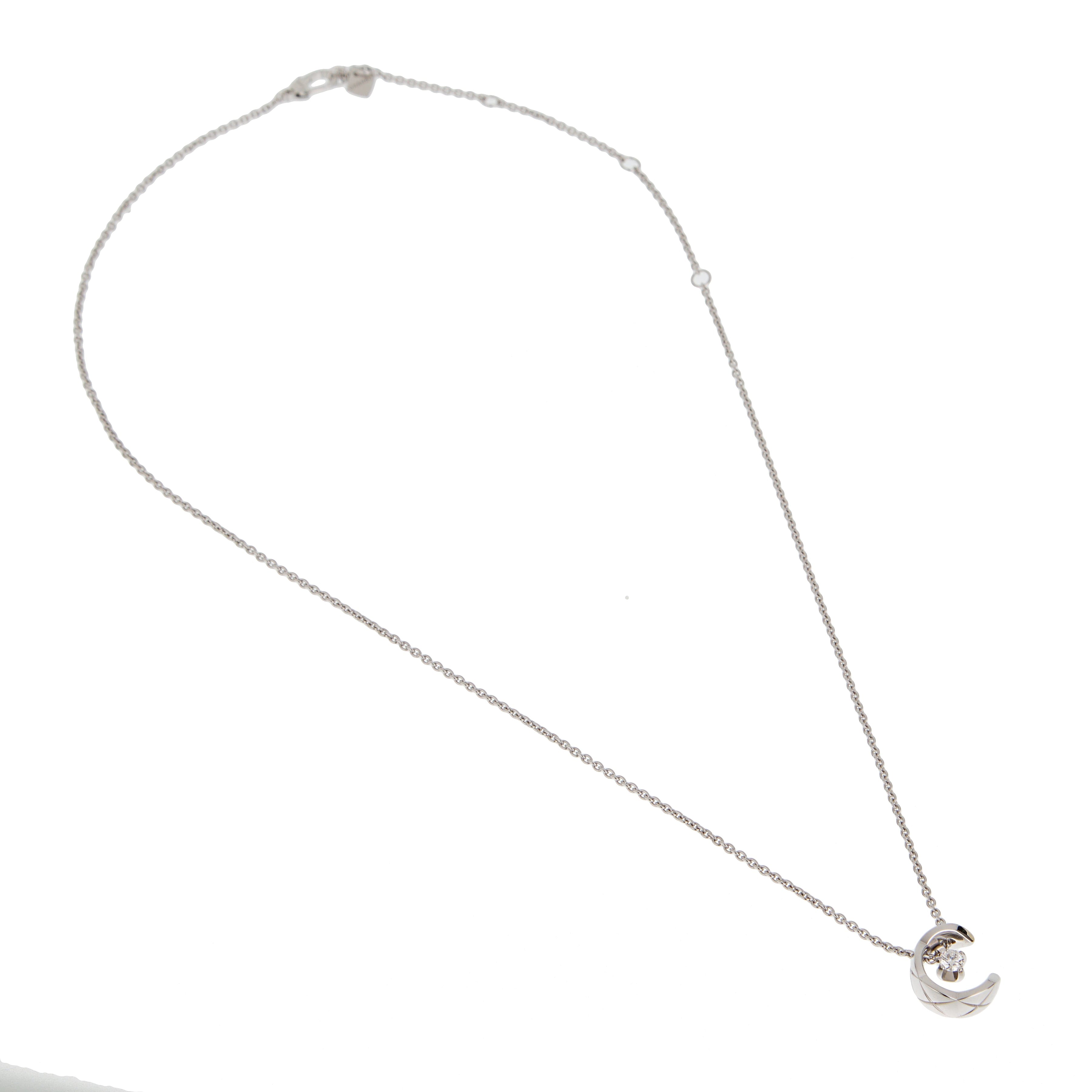 Chanel Coco Crush 18k White Gold Diamond Pendant Necklace