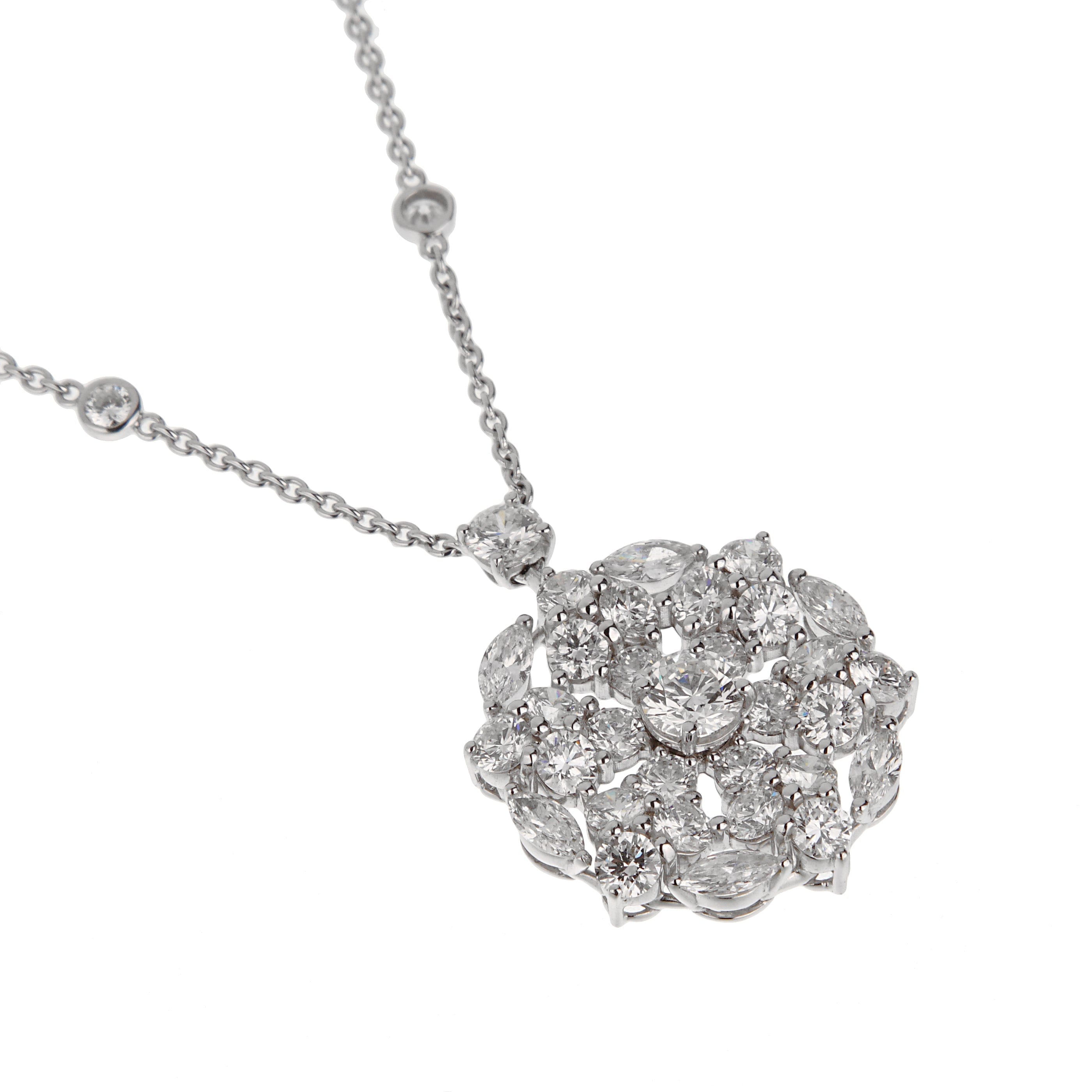 Graff Snowflake Diamond Pendant Necklace 18K White Gold