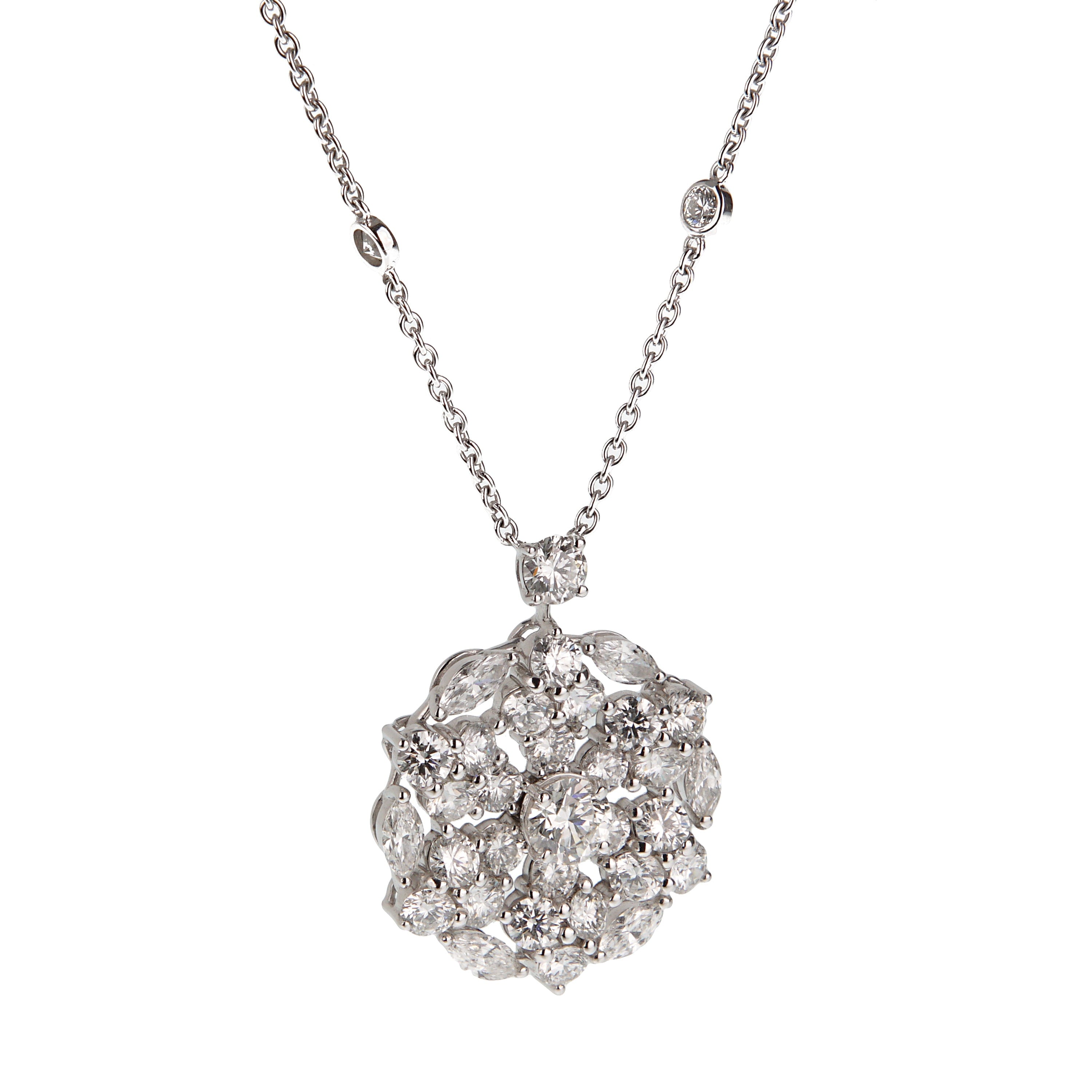 Graff Snowflake Diamond Pendant Necklace 18K White Gold